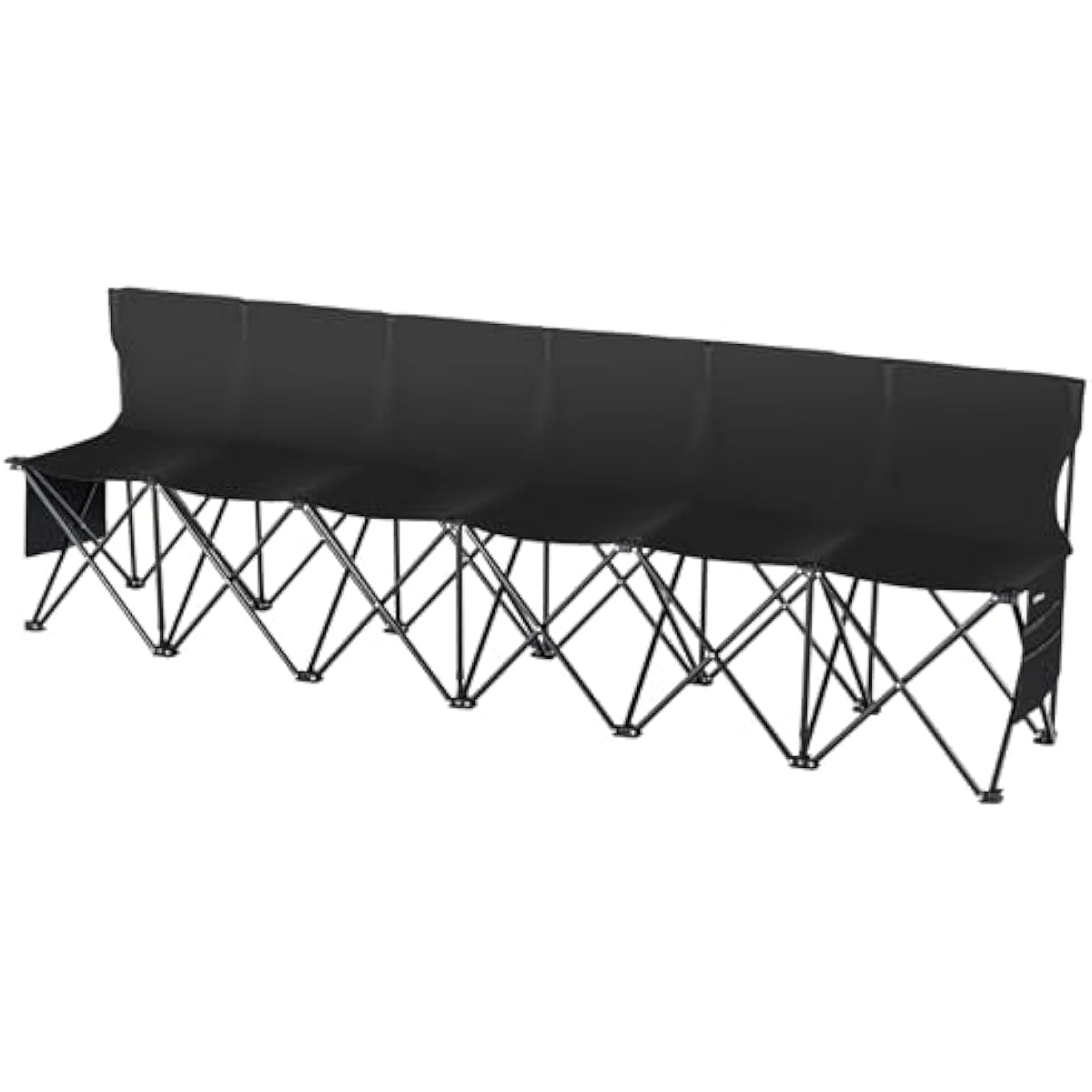 VEVOR Portable Folding B ench, 6 Seats Foldable Sideline B ench, Outdoor Camping Bench Chair with Carry Bag & Backrest, Team Sport Sideline B ench, No Assembly Instant Seating, Black