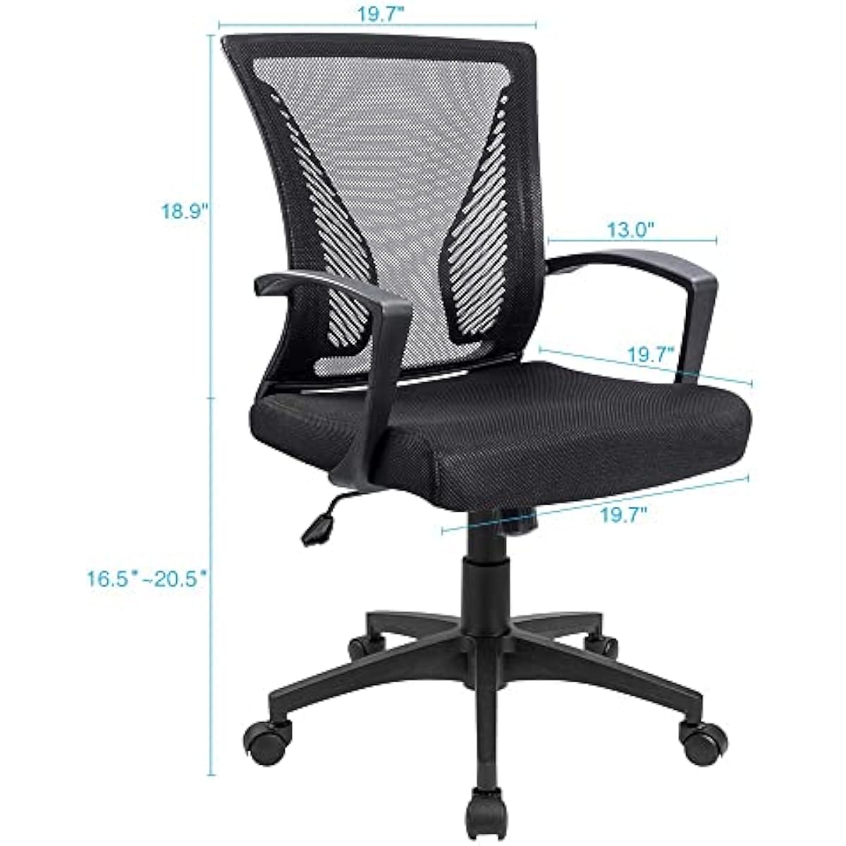 Furmax Office Chair Ergonomic Computer Desk Mesh Chair Mid Back Swivel Lumbar Support with Armrest (1, Black)