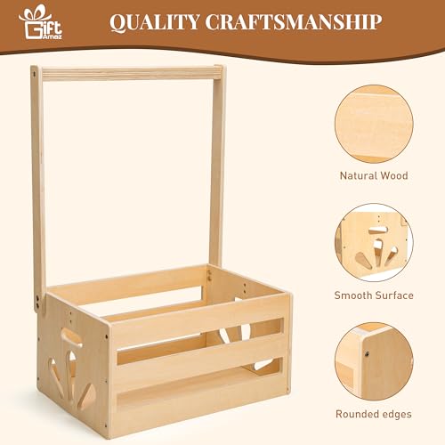 Wooden Baby Shower Crate Closet, Baby Storage Crate Hamper with Handle, Basket for Baby Shower Gifts, Welcome Gift Basket for Newborn Boys Girls, Pregnancy Gifts for New Parents