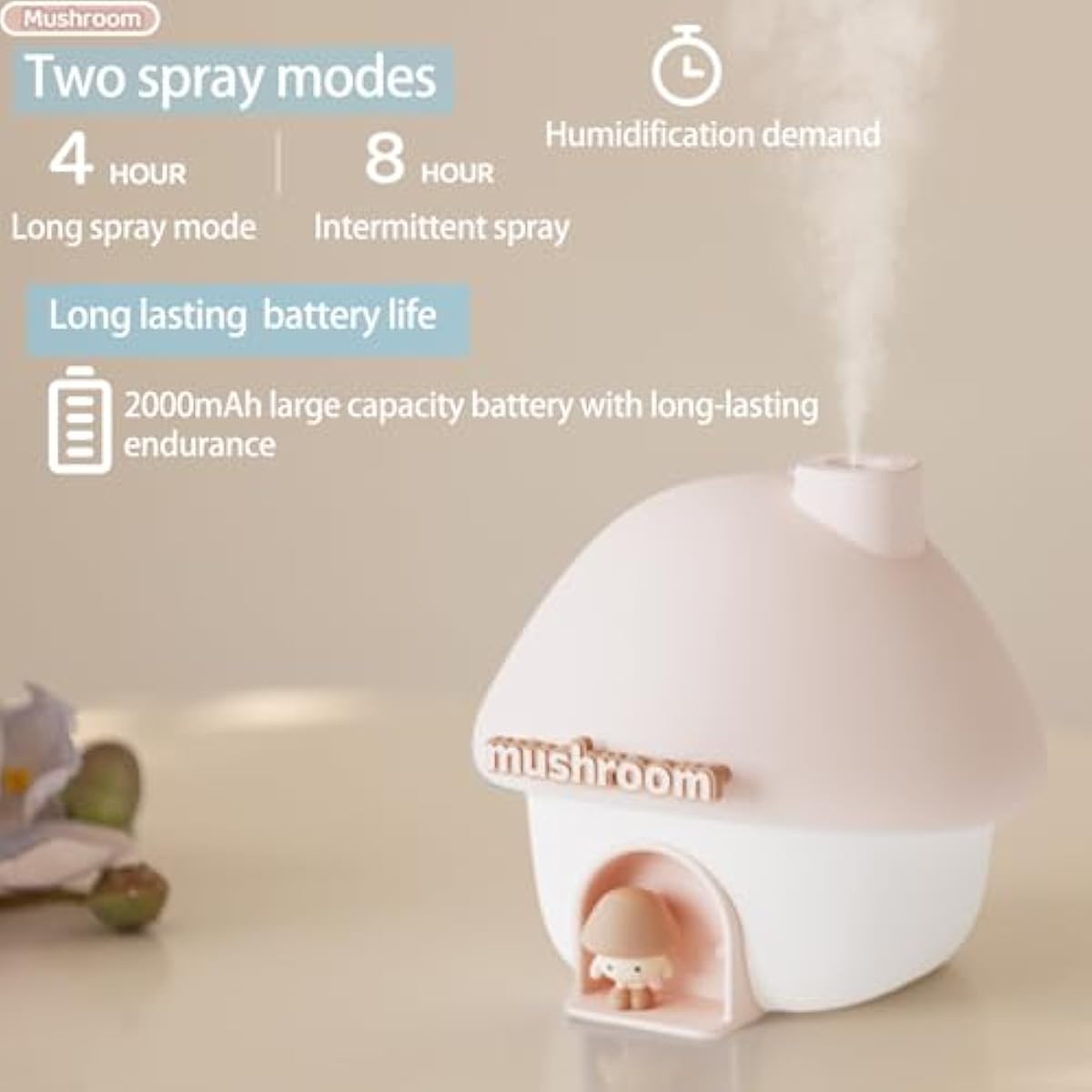 Ultrasonic Humidifiers for Bedroom and Office,Cold fog humidifier with sunset light, baby humidifier with night light,Portable Humidifier, two spray modes and ambient ligh