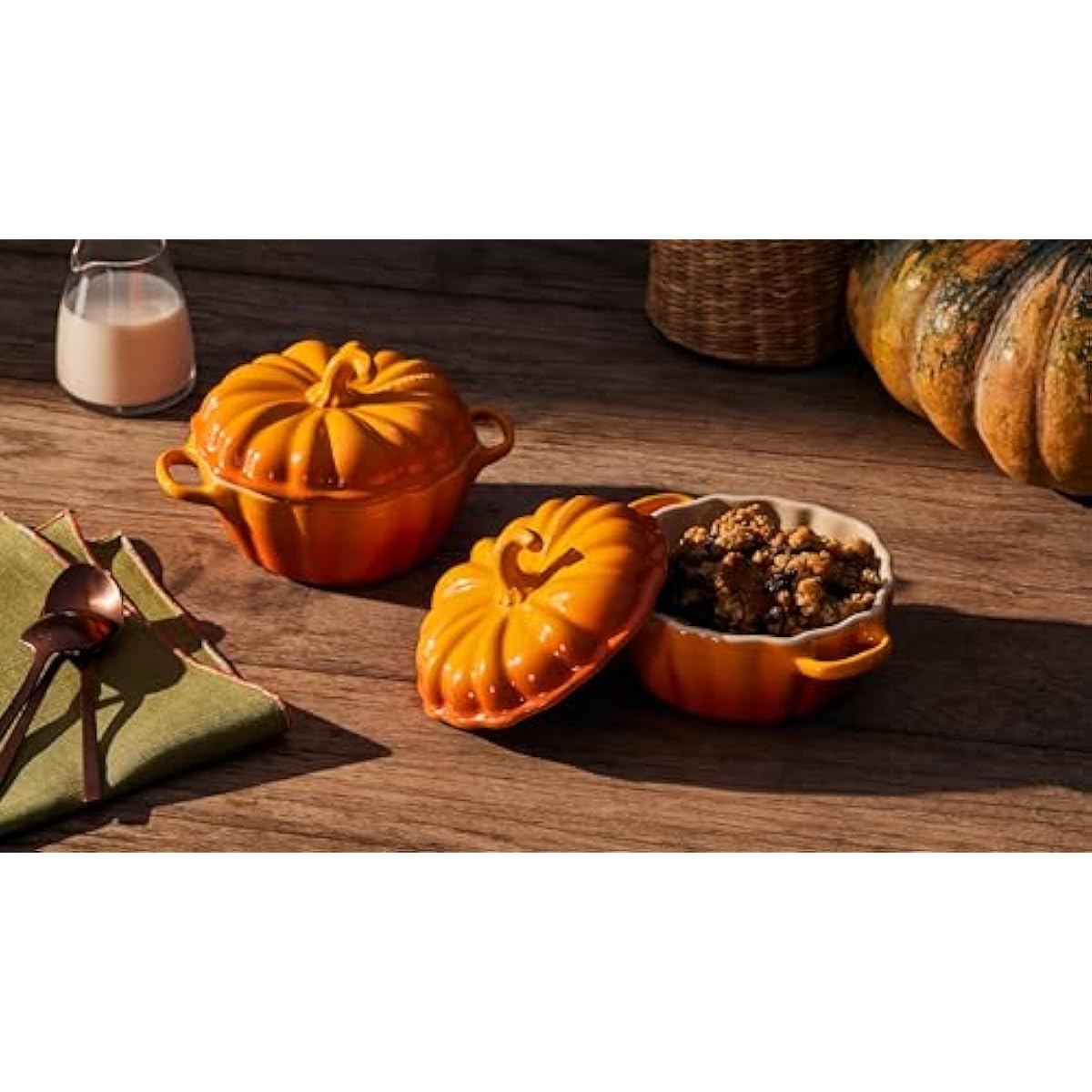 Le Creuset Stoneware Pumpkin Mini Cocotte, 12 oz., Olive