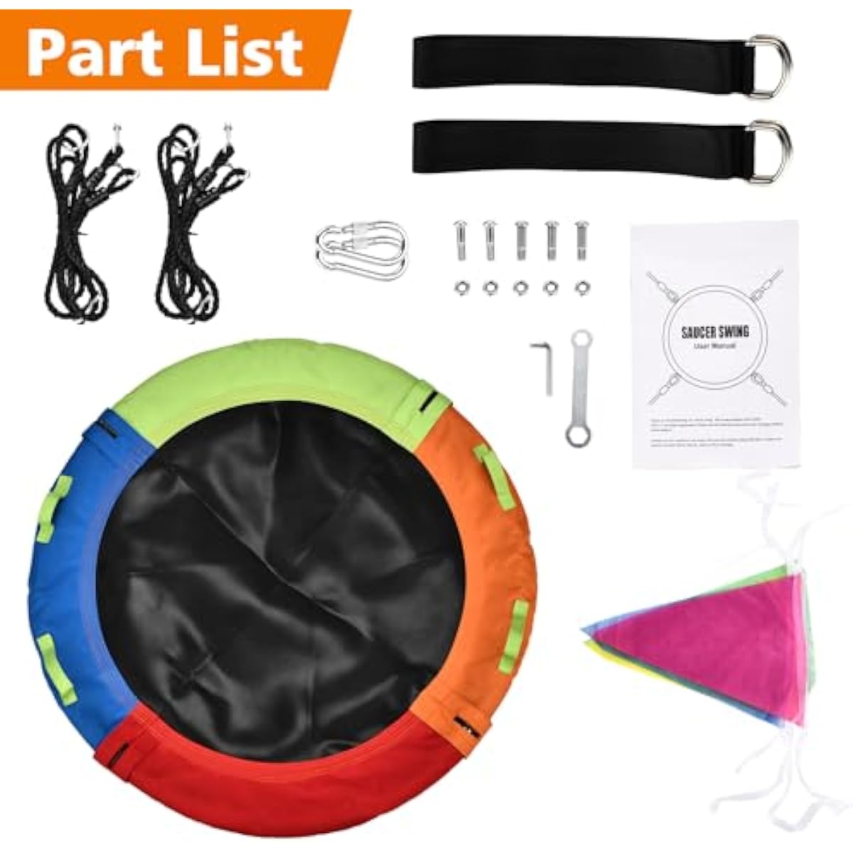 Tree Swing, Saucer Swing, 40 inch 900lbs Weight Capacity, with Adjustable Hanging Straps, for Backyard Outdoor, Multicolor, Circle Round Disc, Gifts for Kids
