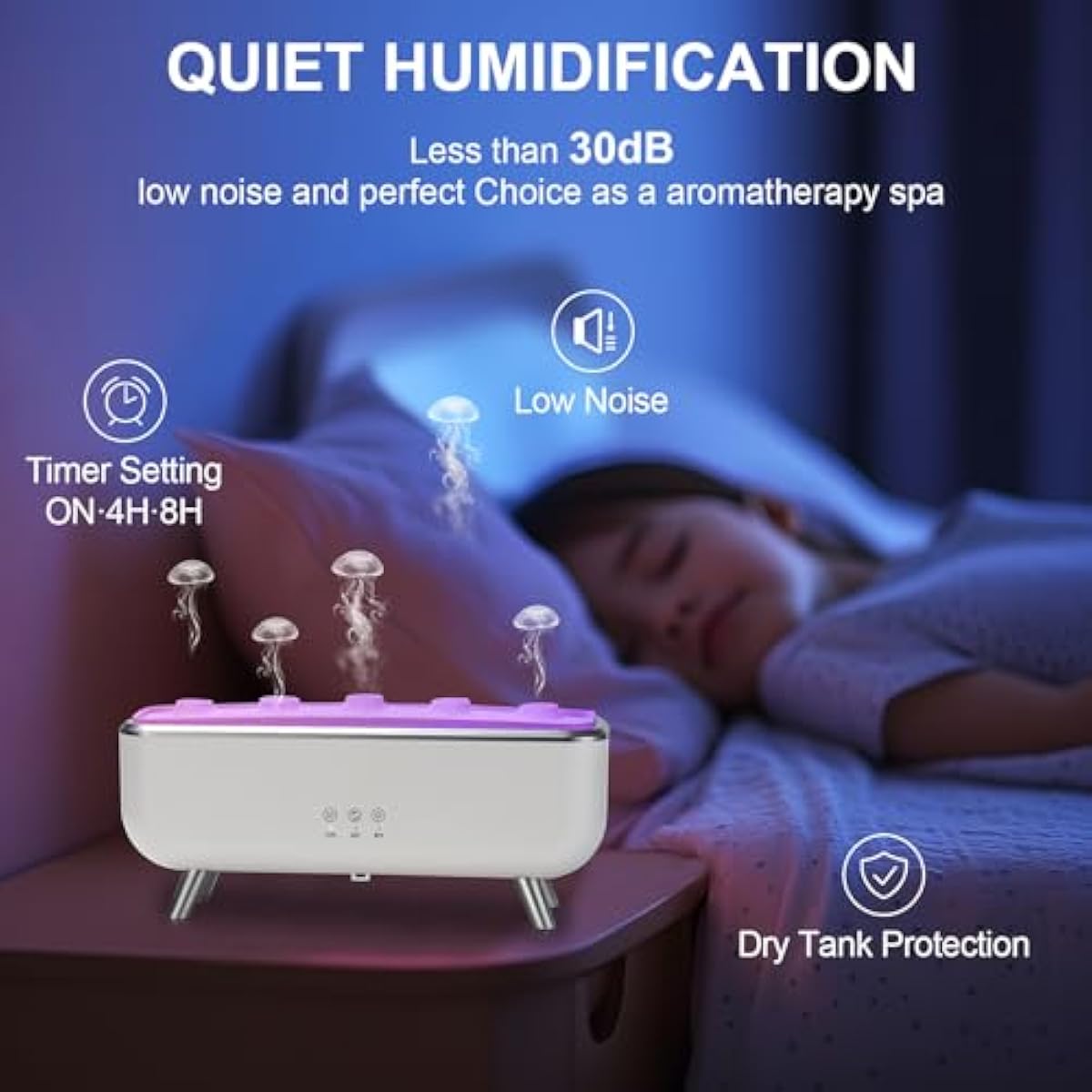300ML Dynamic Jellyfish Diffuser: 5 Rings Dynamic Sound Pickup - Essential Oil Scent Volcano Diffuser Low Noise for Bedroom Office Hotel - Aromatherapy Aroma Humidifiers