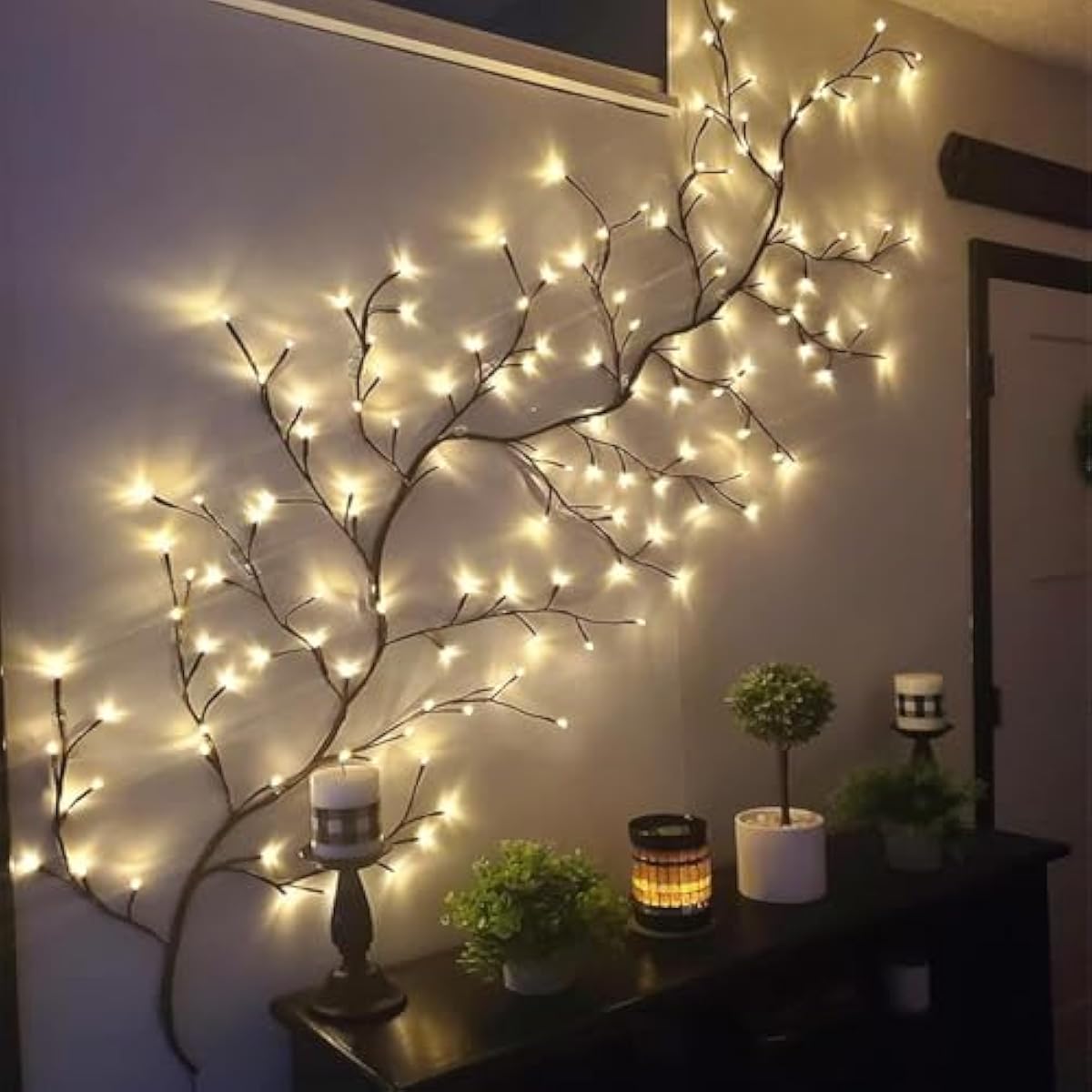 GOESWELL Enchanted Willow Vine Lights with Remote: 7.5Ft 144 LEDs Brown Twig Tree Branch Lights with Timer Dimmer for Indoor Living Room Bedroom Forest Boho Farmhouse Christmas Decor
