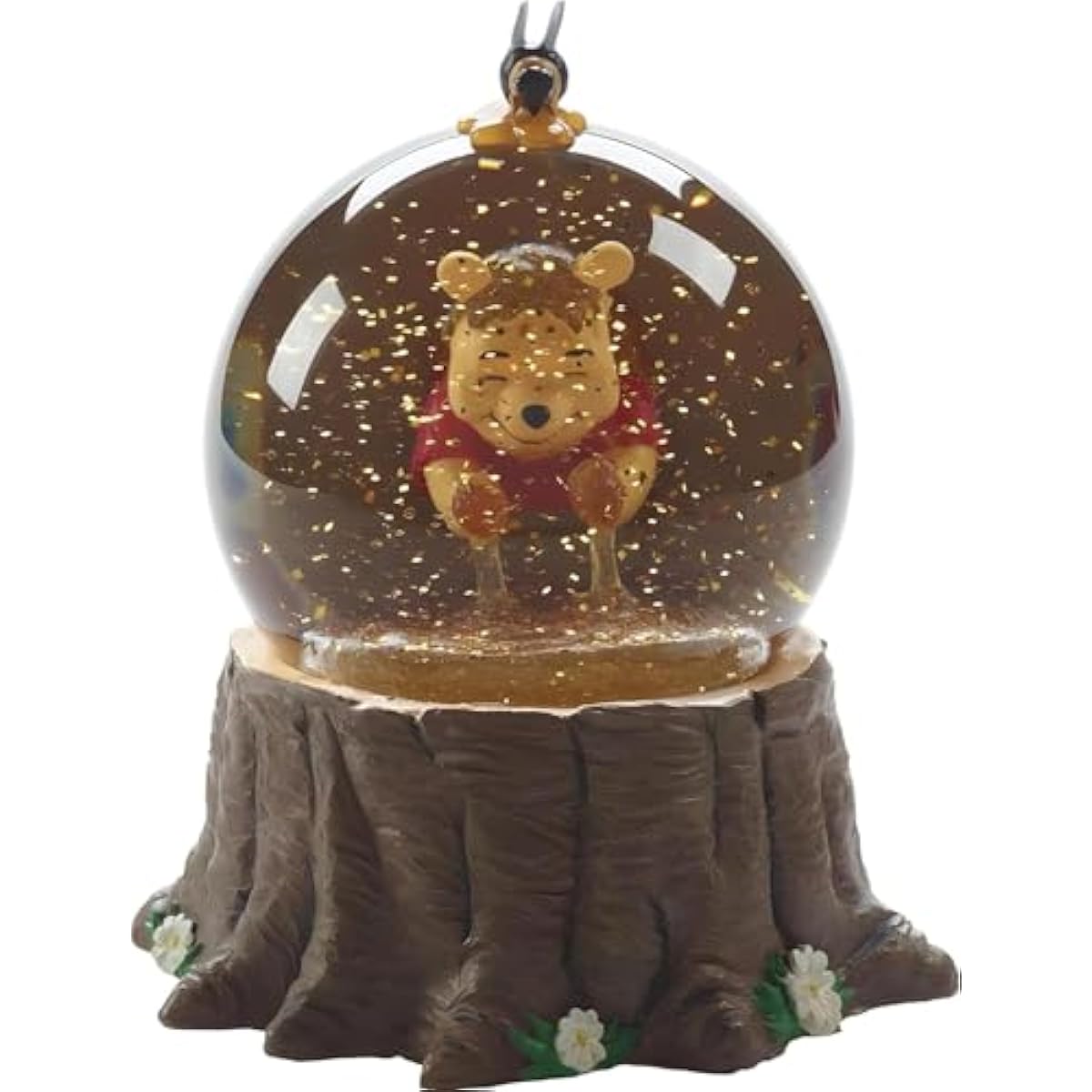 Pooh Bear Musical Snow Globe Collectible Honey Scene Figurine with Wind-Up Music Box, 5.5 Inch Resin and Glass Display Decoration, Holiday Birthday Gift for Fans and Collectors