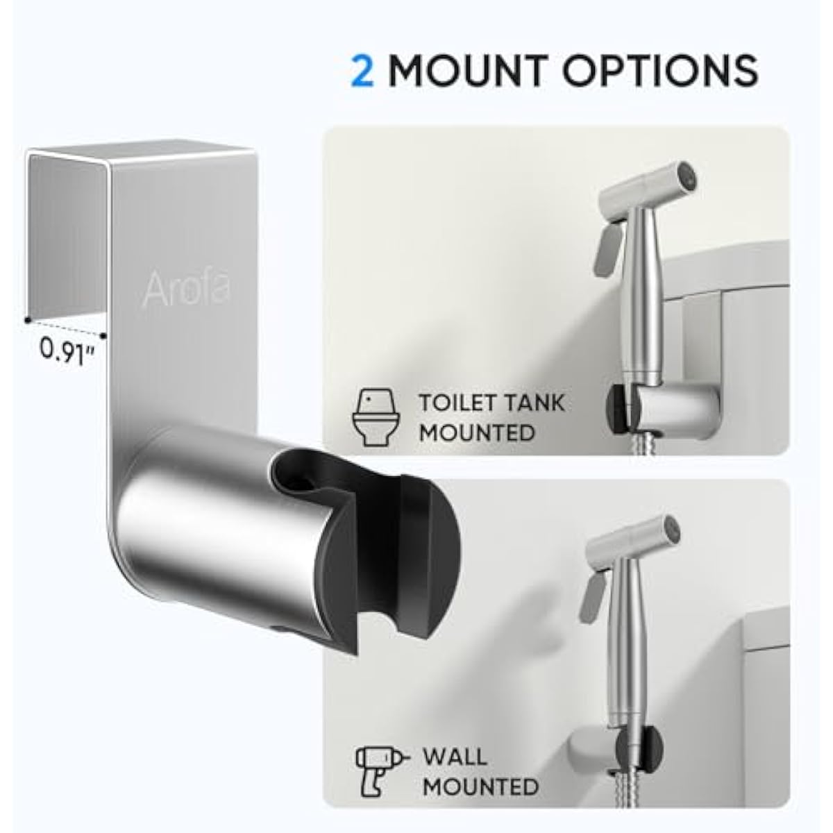Arofa Handheld Toilet Bidet Sprayer for Toilet-Adjustable Water Pressure Control with Bidet Hose for Feminine Wash, Stainless Steel Brushed Nickel Bidet Faucet Cloth Diaper for Baby Wash