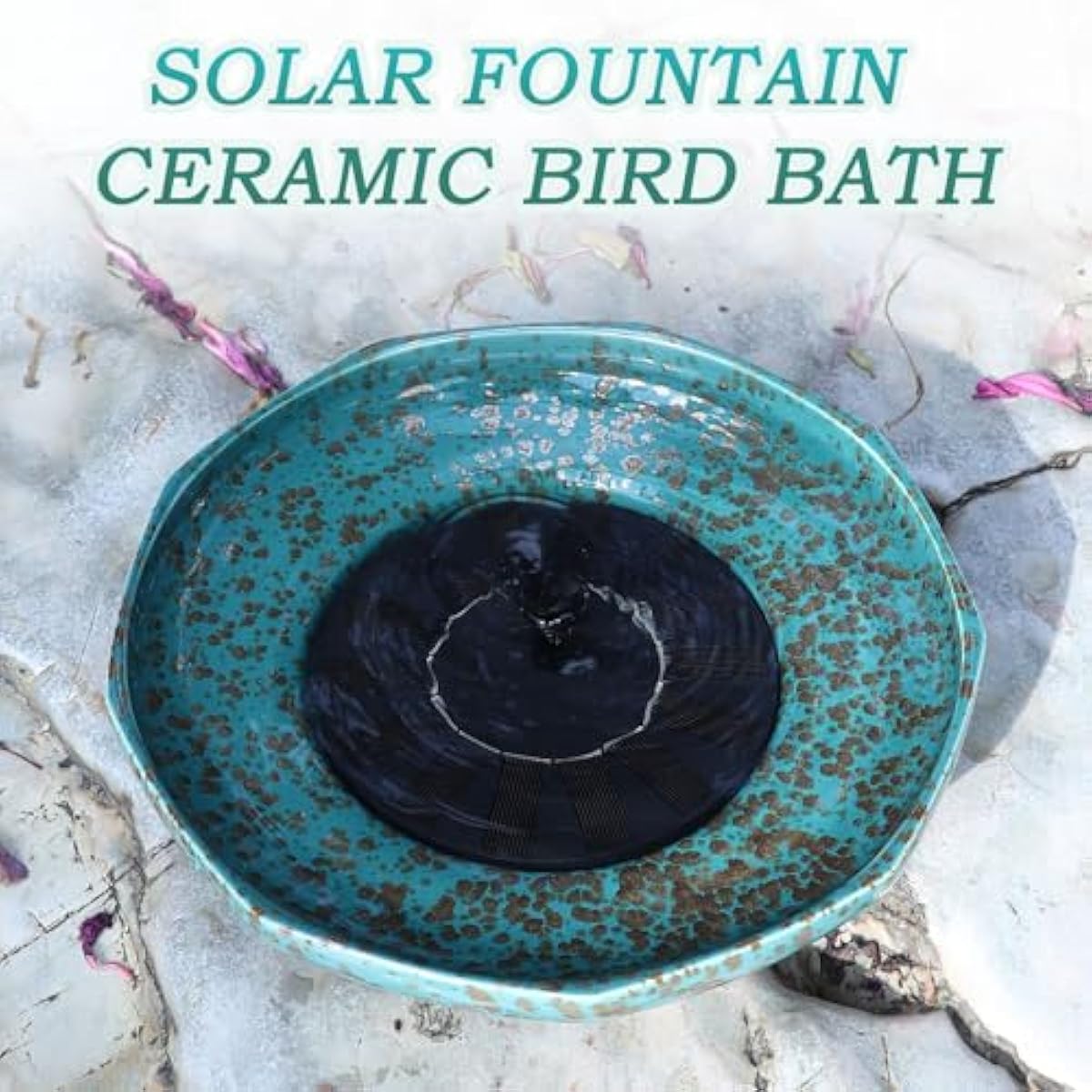 Solar Fountain Ceramic Bird Bath,Bird Bath for Outside,Outdoor Fountain BirdBaths,Garden and Home Décor.