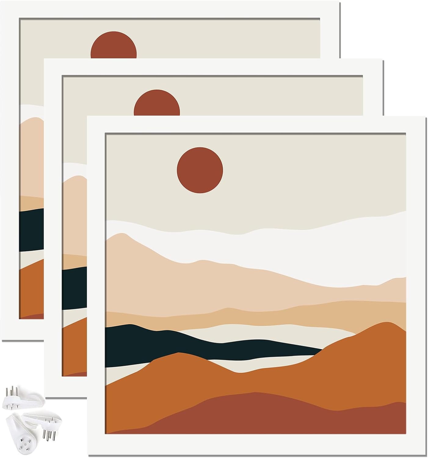 Black 16x24 Picture Frame Set of 3, High Transparent Frame for 16 By 24 Photo Collage Canvas Poster Size Wall Mount and Tabletop Horizontally Vertically (Black, 16 x 24 inches)