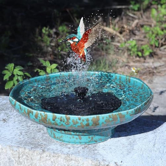 Solar Fountain Ceramic Bird Bath,Bird Bath for Outside,Outdoor Fountain BirdBaths,Garden and Home Décor.