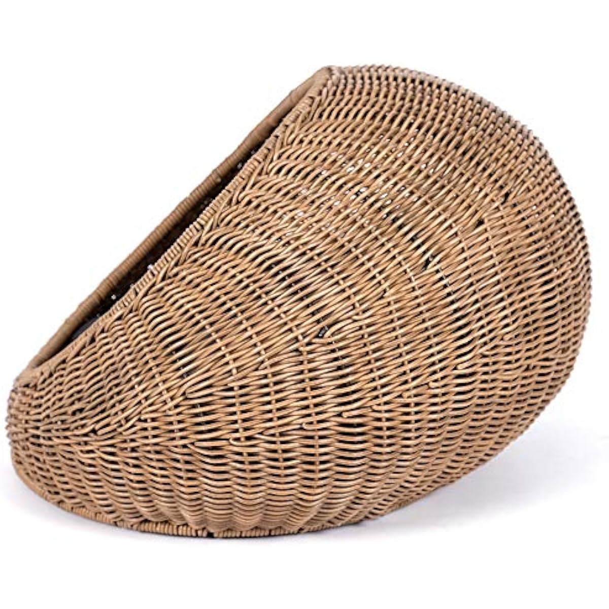 D+GARDEN Wicker Cat Bed Dome for Medium Indoor Cats - a Covered Cat Hideaway Hut of Faux Rattan Houses Pets in Dome Basket, Washable