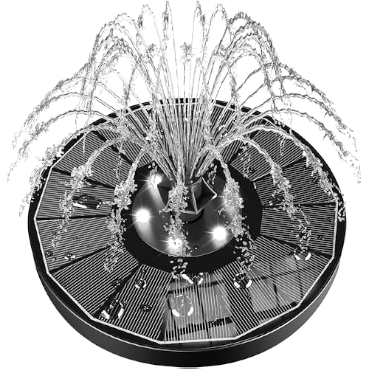 SZMP Solar Water Fountain Upgraded 100% Glass Panel, 3.5W Solar Powered Fountains Built-in 2000 Battery with 7 Nozzle & 4 Fixer, Solar Fountain Pump for Bird Baths, Pond, Outdoor