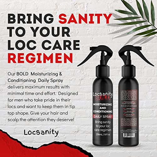 Locsanity Loc Spray BOLD Daily Moisturizing Spray for Locs, Dreadlocks - Lightweight Scalp & Hair Refresher, Natural Conditioning Spray for Dreads, Braids, Sisterlocks (8 fl oz)