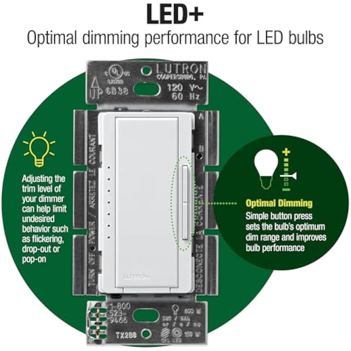 Lutron Maestro Dimmer Switch LED+ Digital Dimmer Kit for Dimmable LED, Halogen, and Incandescent Bulbs, 150-Watt, Multi-Location, MACL-153M-RHW-WH, White