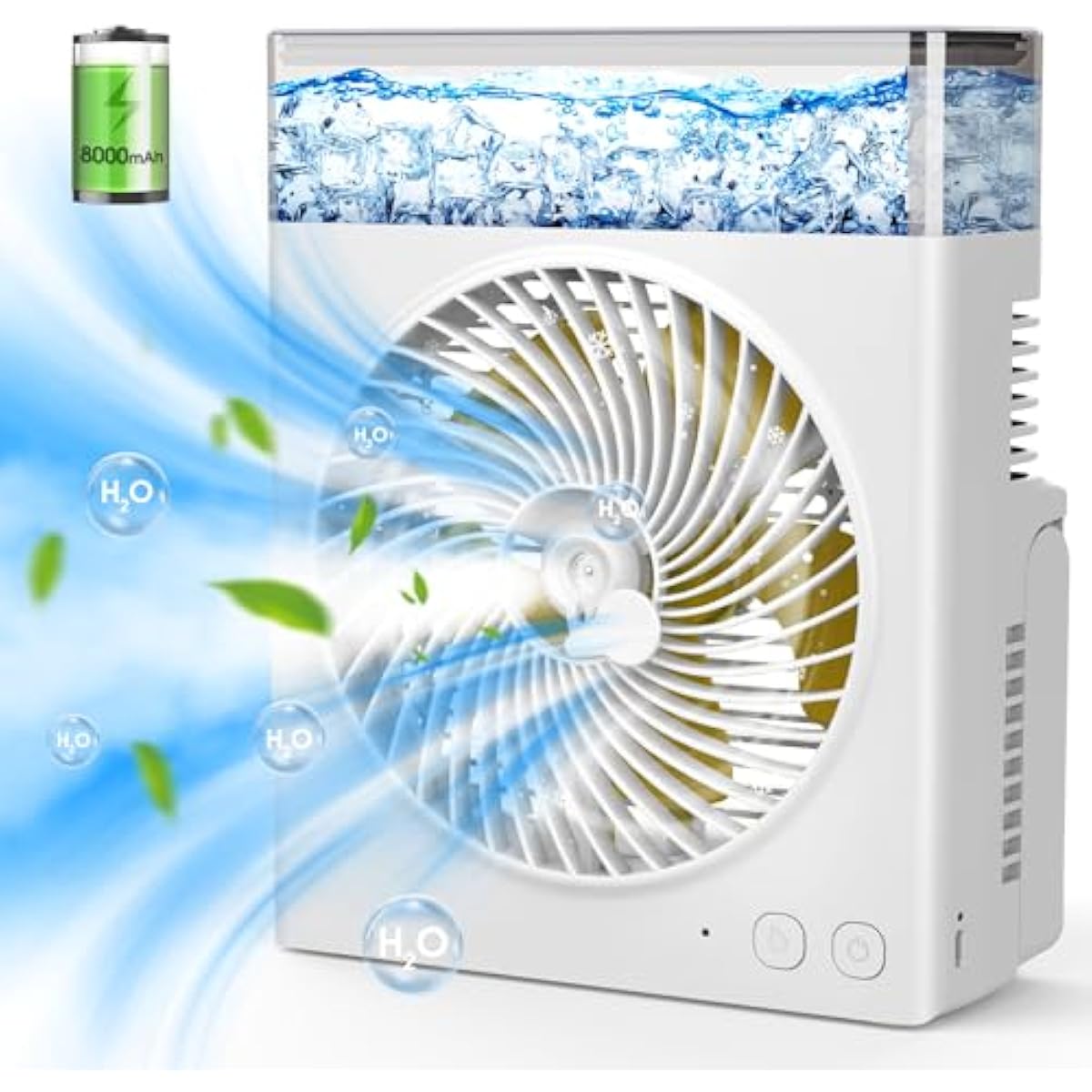 Misting Fan Portable, 8000mAh 8-Inch Rechargeable Battery Operated Fan with 600mL Water Tank, Cooling Desk Misting Fans for Outside, Perfect Quite Mist Water Spray Fans for Home Office Camping Patio