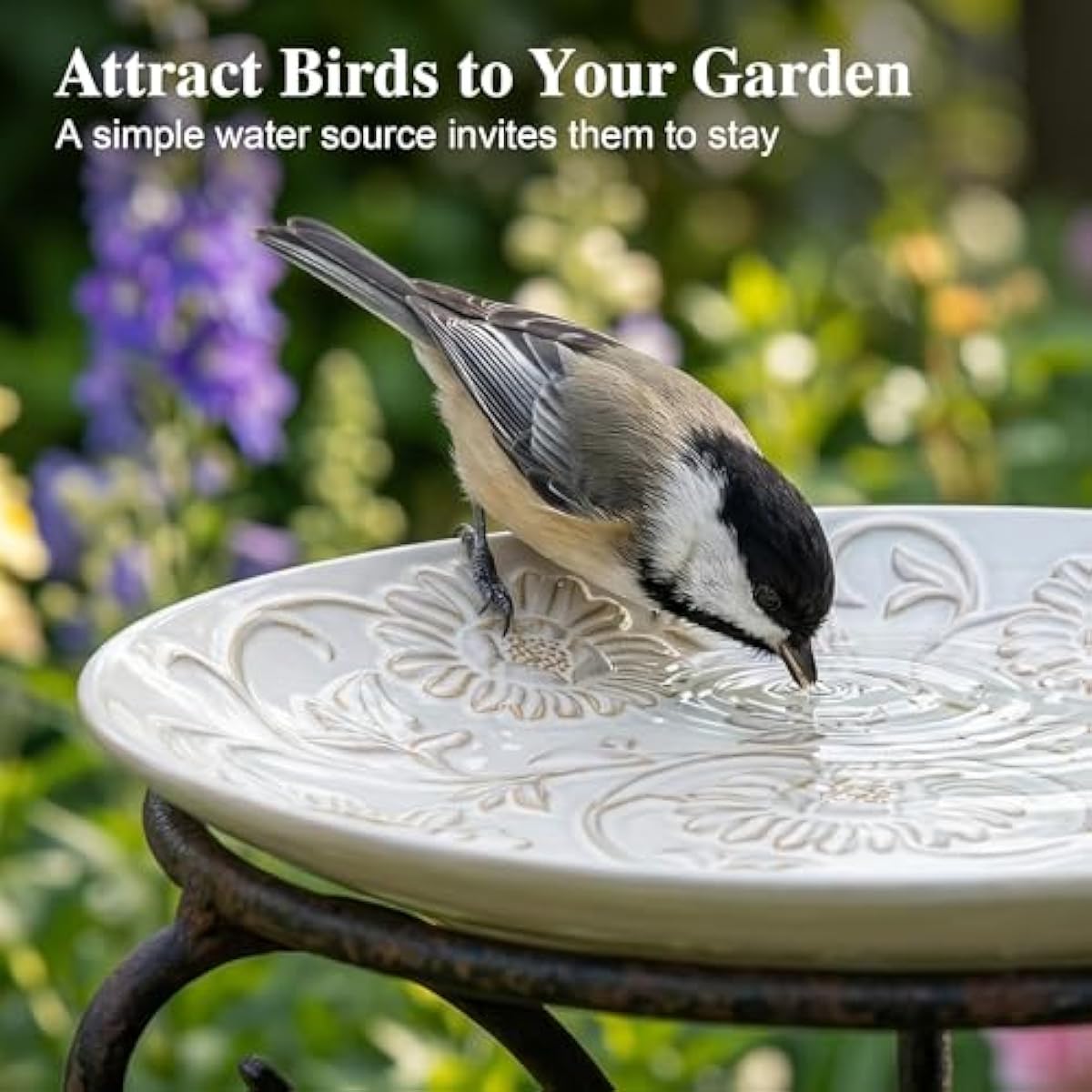 Topadorn Ceramic Bird Bath for Outside, 14.17 Inch Birds Bath Bowl Only, Antique Outdoor Garden Birdbaths for Yard, Tabletop, Deck, Balcony and Lawn