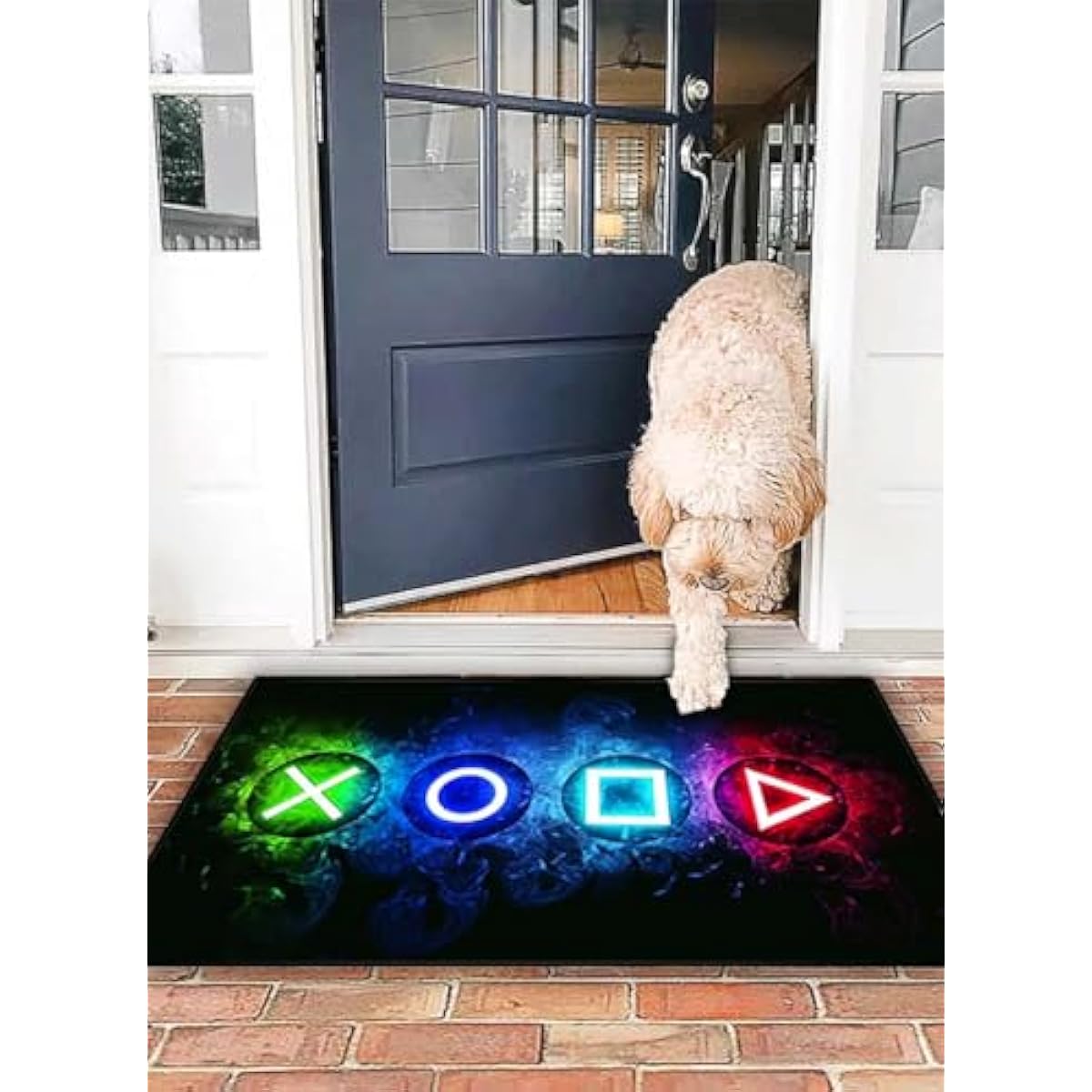 Gaming Area Rugs for Boys Cool Game Style Bedroom, Gamer Rug Boys Room Decor, Video Games Bedroom Carpet for Teens, Controller Gamepad Player Standing Throw Doormats Yoga Mat Black