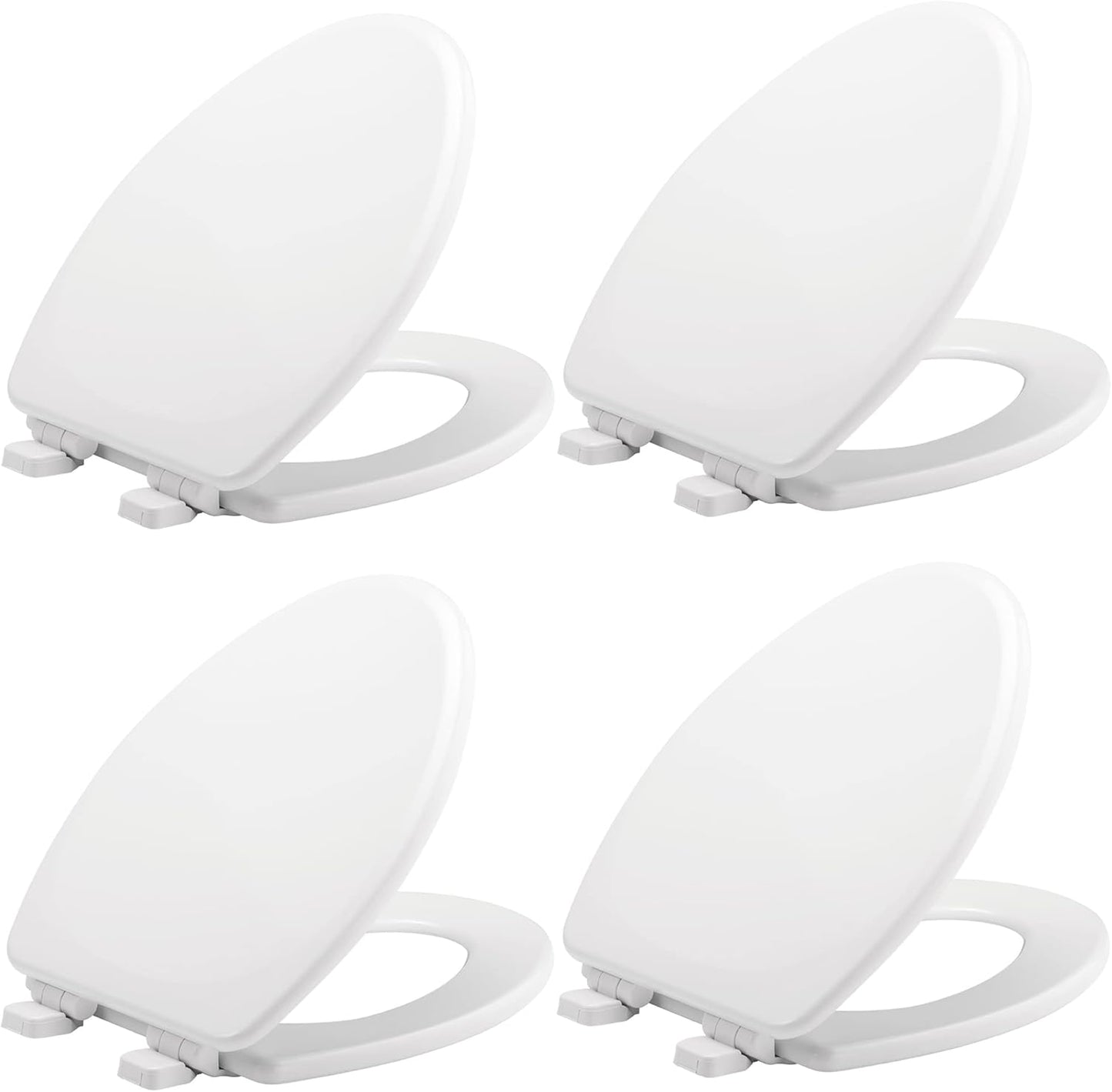 Mayfair Linden Slow Close Toilet Seat, Non Slip Heavy Duty Wood, Easy Install, Elongated, White