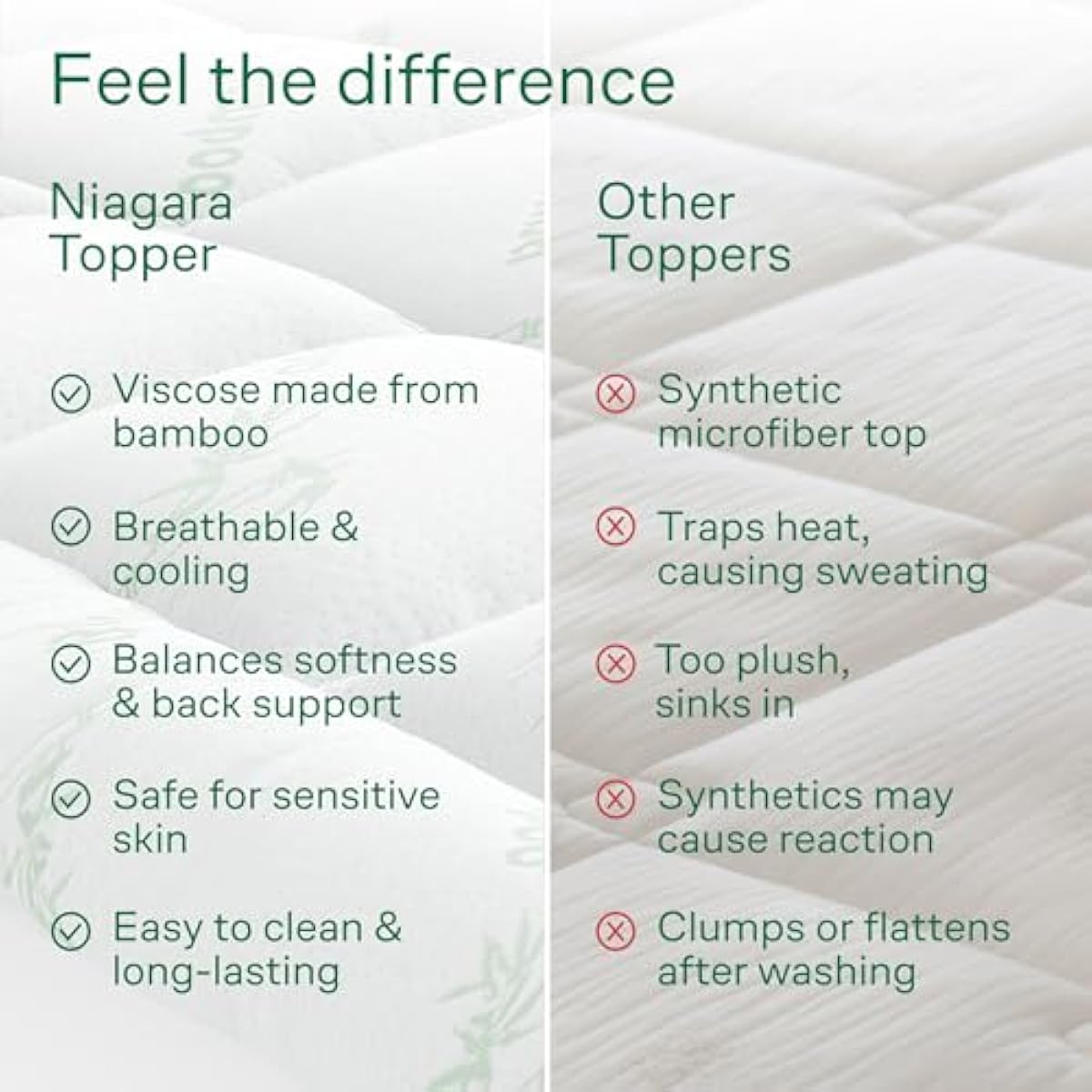 Ultra Soft Queen Size Mattress Topper - Viscose Made from Bamboo Pillow Top Mattress Pad for Back Pain Relief - Naturally Cooling for Hot Sleepers, Green