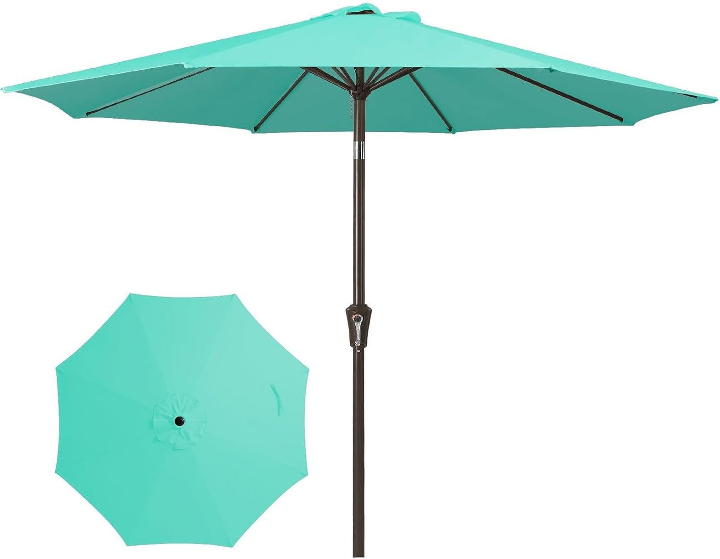JEAREY 9FT Outdoor Patio Umbrella Outdoor Table Umbrella with Push Button Tilt and Crank, Market Umbrella 8 Sturdy Ribs UV Protection Waterproof for Garden, Deck, Backyard, Pool (Beige)