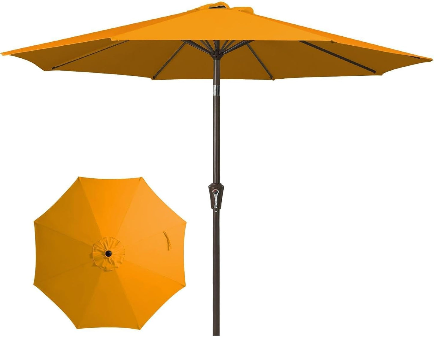 JEAREY 9FT Outdoor Patio Umbrella Outdoor Table Umbrella with Push Button Tilt and Crank, Market Umbrella 8 Sturdy Ribs UV Protection Waterproof for Garden, Deck, Backyard, Pool (Beige)