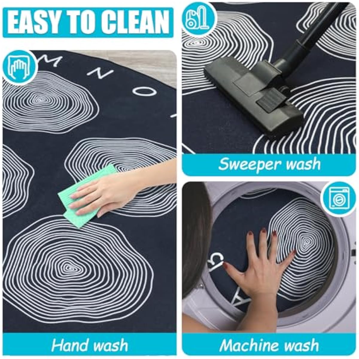 Large Classroom Rugs, ABC Alphabet Educational Area Rug for Kids,6ft Non-Slip Circle Abstract Carpet for Girls and Boys Bedroom,Carpet for Elementary Classroom,Play Rug 7 Seats,Nursery Rugs Washable
