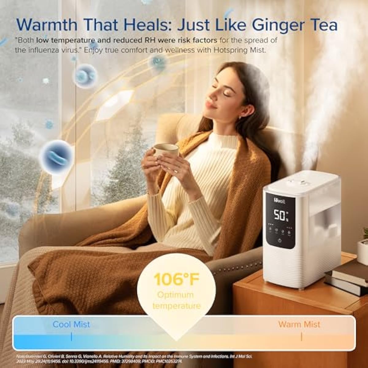 LEVOIT Humidifiers for Bedroom Home, Smart Warm and Cool Mist Air Humidifier for Large Room, Auto Customized Humidity, Fast Symptom Relief, Easy Top Fill, Essential Oil, Quiet, OasisMist4.5L, White