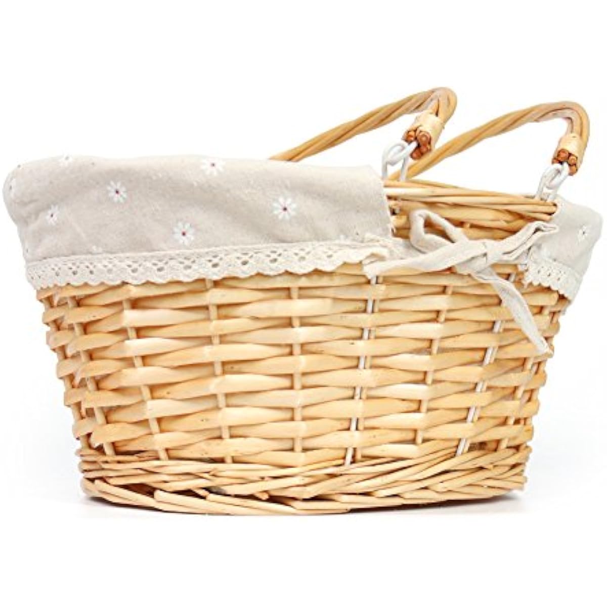 Wicker Basket Gift Baskets Empty Oval Willow Woven Picnic Basket Easter Candy Basket Storage Basket Wine Basket with Handle Egg Gathering Wedding Basket (Natural)