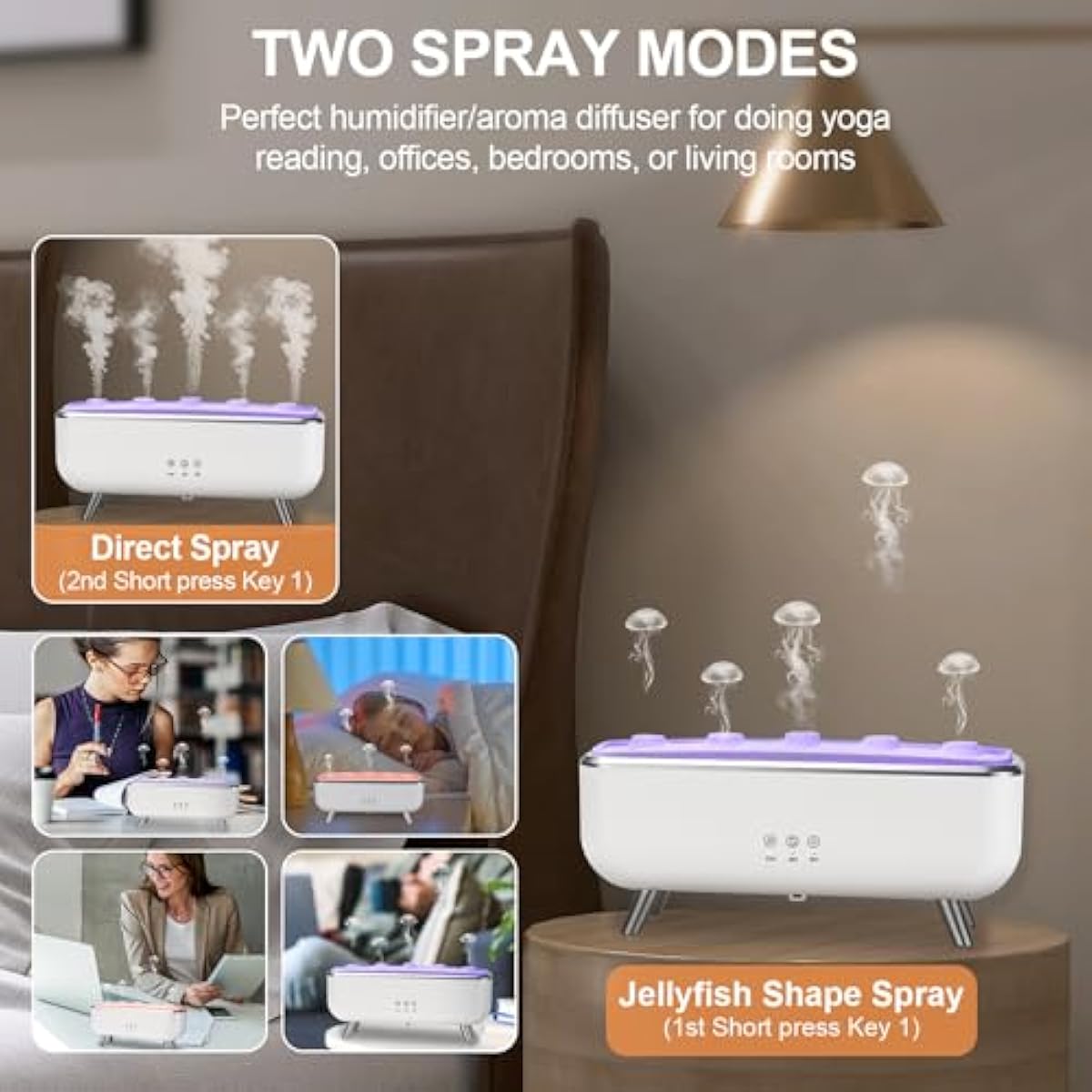 300ML Dynamic Jellyfish Diffuser: 5 Rings Dynamic Sound Pickup - Essential Oil Scent Volcano Diffuser Low Noise for Bedroom Office Hotel - Aromatherapy Aroma Humidifiers