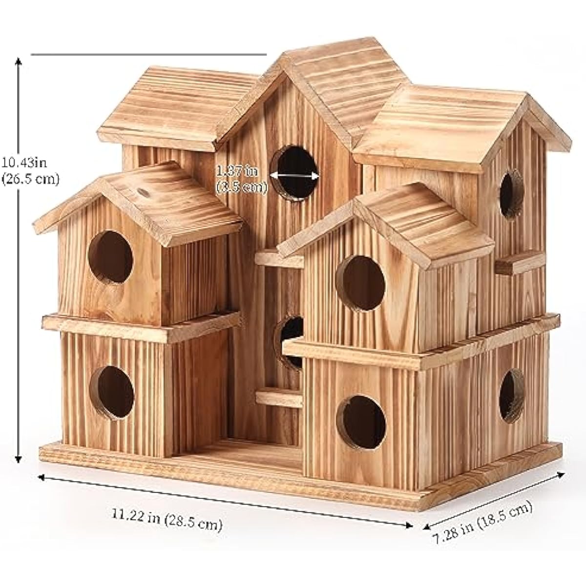 Bird Houses for Outside 10 Hole Bird House Room for 10 Bird Families Large Bird House for Garden/Courtyard/Backyard Decor Finch Bluebird Cardinals Handmade Hummingbird House