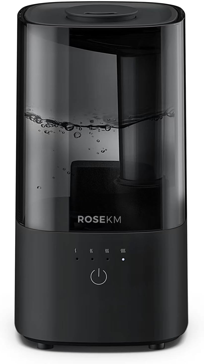 Humidifiers for Bedroom, 2.0L Cool Mist Humidifier for Home Plant and Baby Nursery, Quiet Ultrasonic Humidifier with 360° Nozzle, Auto Shut-Off, Filterless, Black