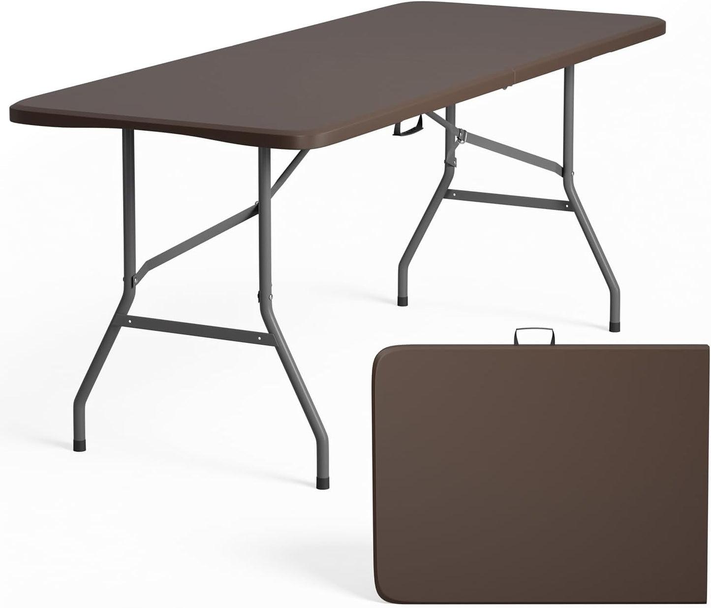 FDW Folding Half Portable Foldable Table for Parties Backyard Events (White, 6 FT 70 * 29) (White, 6 FT)