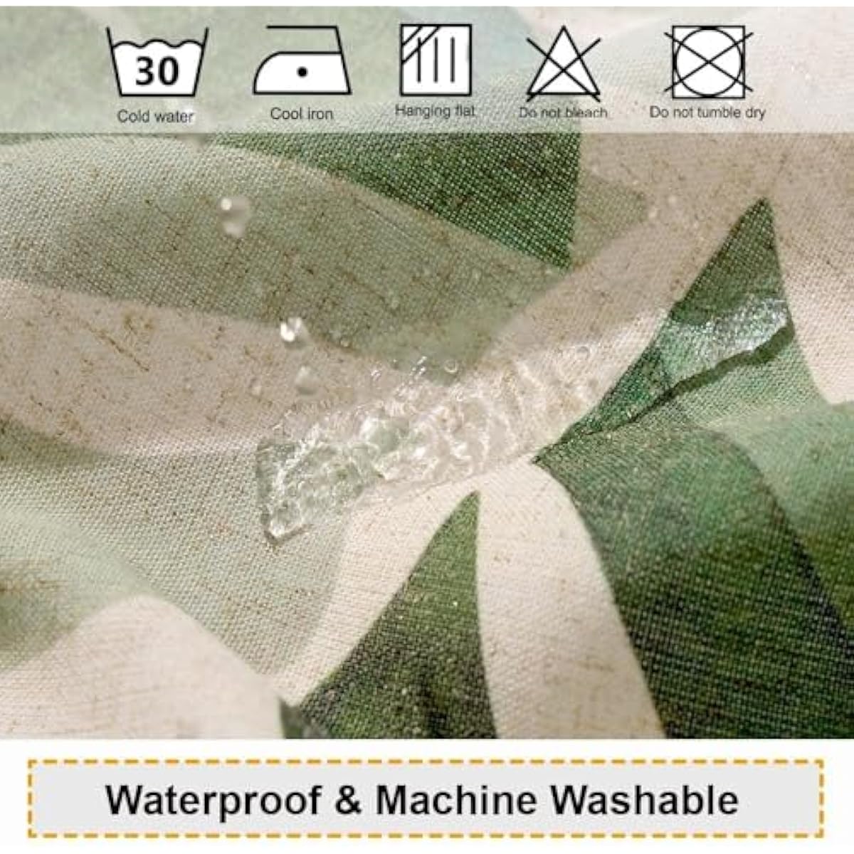 Baccessor Linen Shower Curtain Tropical Green Leaf Shower Curtains Botanical Banana Monstera Leaf Palm Tree Water Repellent Heavy Duty Fabric Cloth Shower Curtain for Bathtubs Hotel 72 W X 72 L Inch