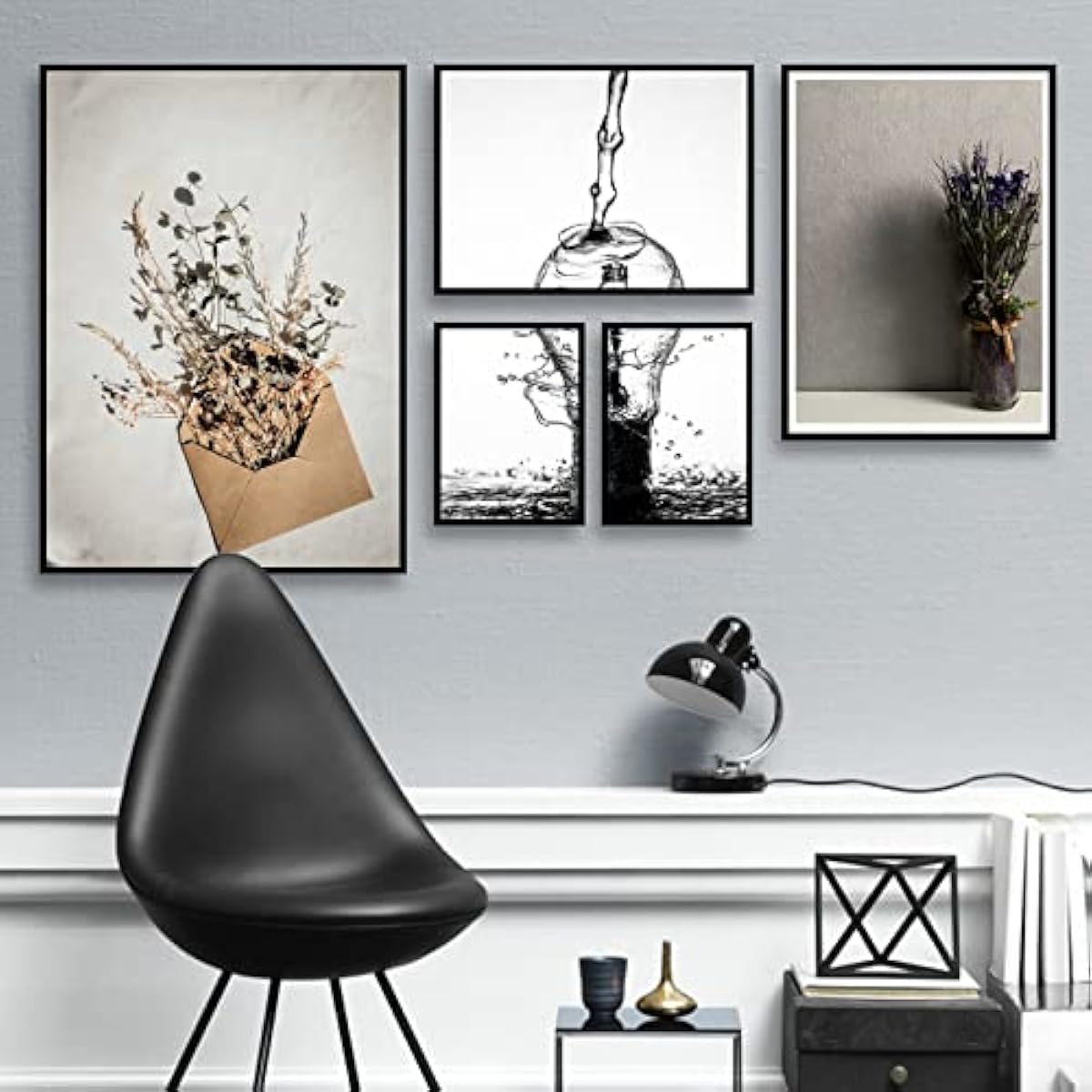 Black 16x24 Picture Frame Set of 3, High Transparent Frame for 16 By 24 Photo Collage Canvas Poster Size Wall Mount and Tabletop Horizontally Vertically (Black, 16 x 24 inches)