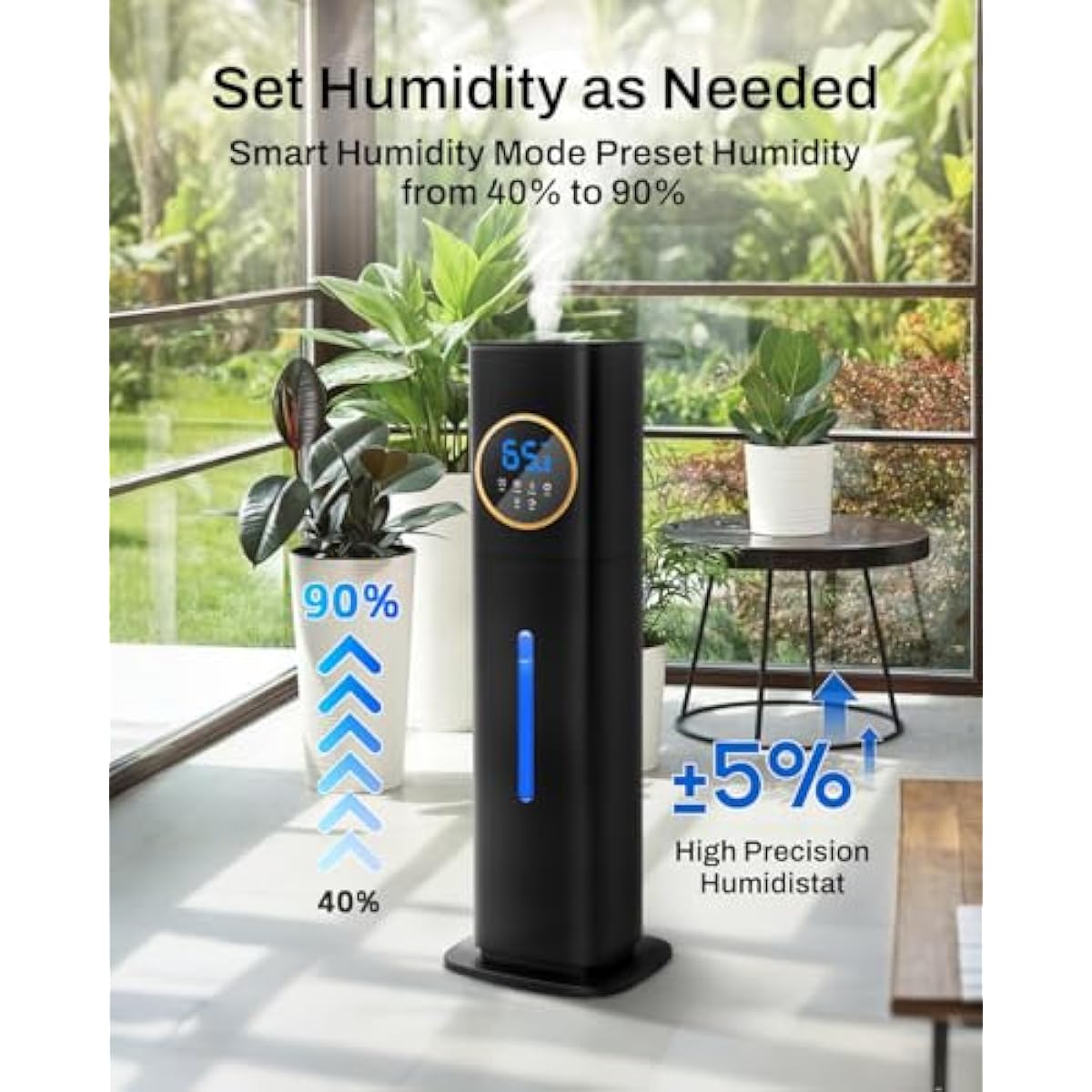 Humidifier Large Room Bedroom with Night Light, 2.1Gal(8L) Humidifiers for Home with Essential Oil Diffuser, Top Fill Whole House Cool Mist Humidifiers for Plants Baby Kids Adults(Black)