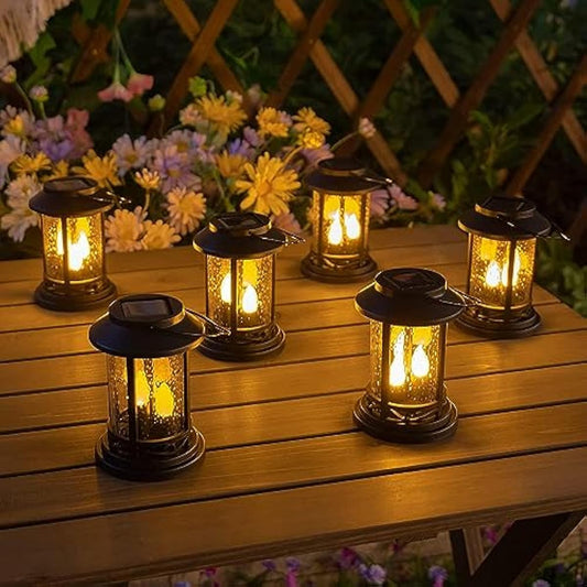 Beautyard 6 Packs Outdoor Solar Candles Lights Flickering Decorative Lantern Stake Lighting for Garden, Backyard, Lawn, Pathway, Patio Accessories and Decor ( Small 6 Pack , Black )…