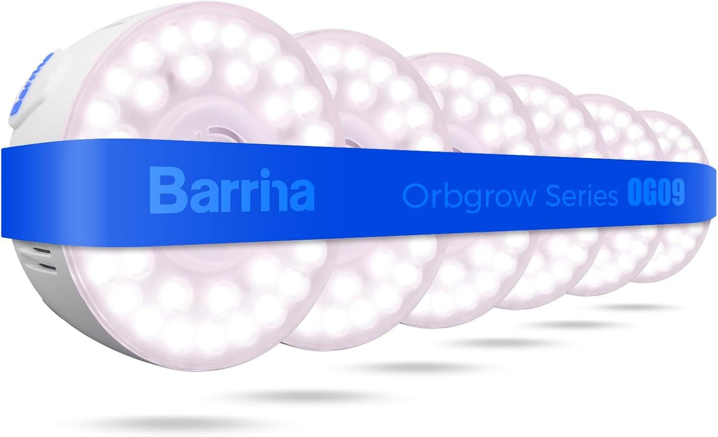 Barrina Orbgrow OG09 Puck Grow Light, 5000K 18W(2 x 9W, 270 Watt Equiv), Full Spectrum Plant Light for Indoor Plants, Magnetic & Linkable with Timer, 5 Levels Dimmable for Plant Shelf, 2 Packs