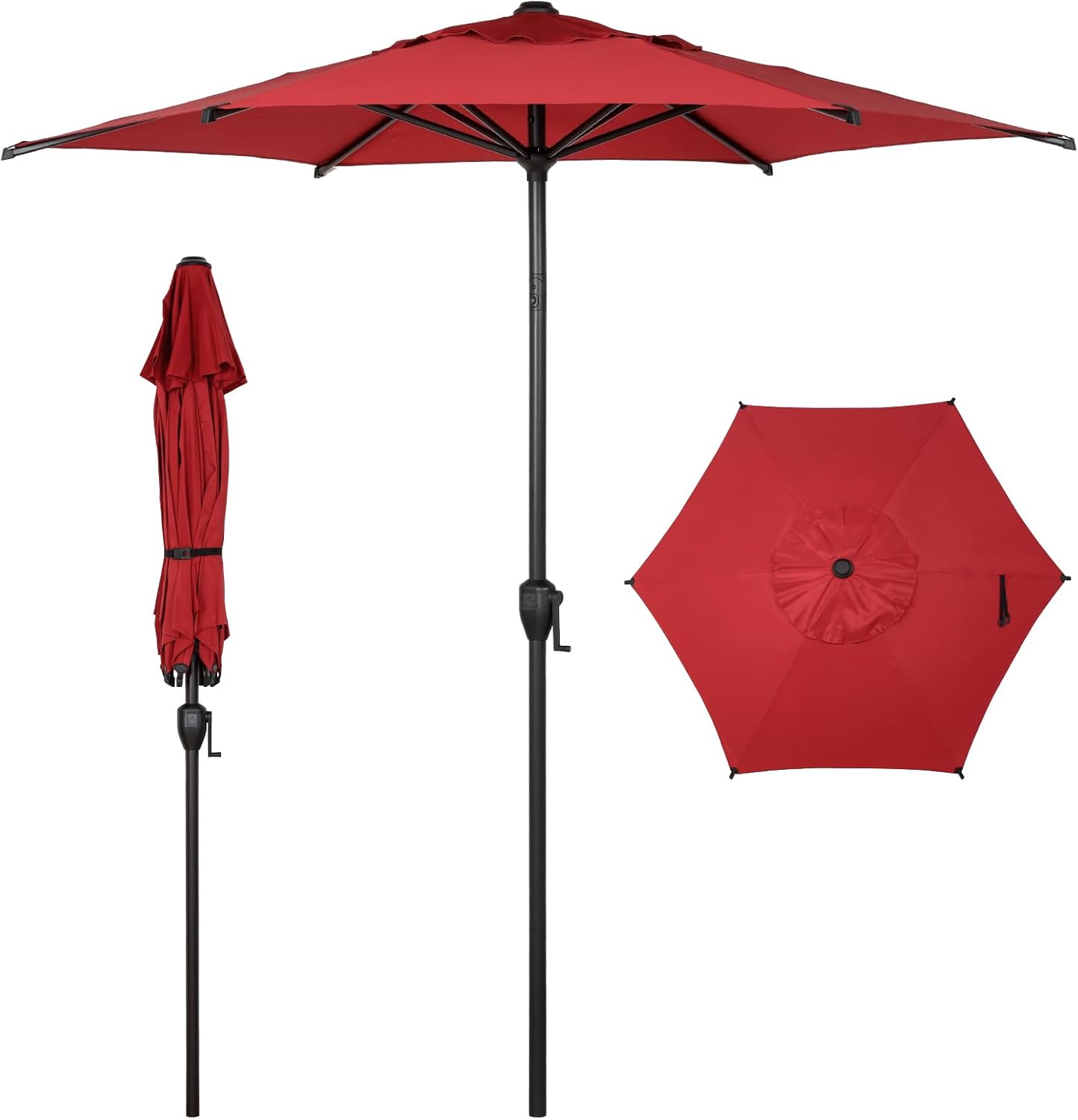 Abba Patio 9FT Lyon Outdoor Patio Umbrella Outdoor Table Umbrella with Push Button Tilt and Crank Market Umbrella 8 Sturdy Ribs UV Protection Waterproof for Garden Deck Backyard Pool, Black & Ivory