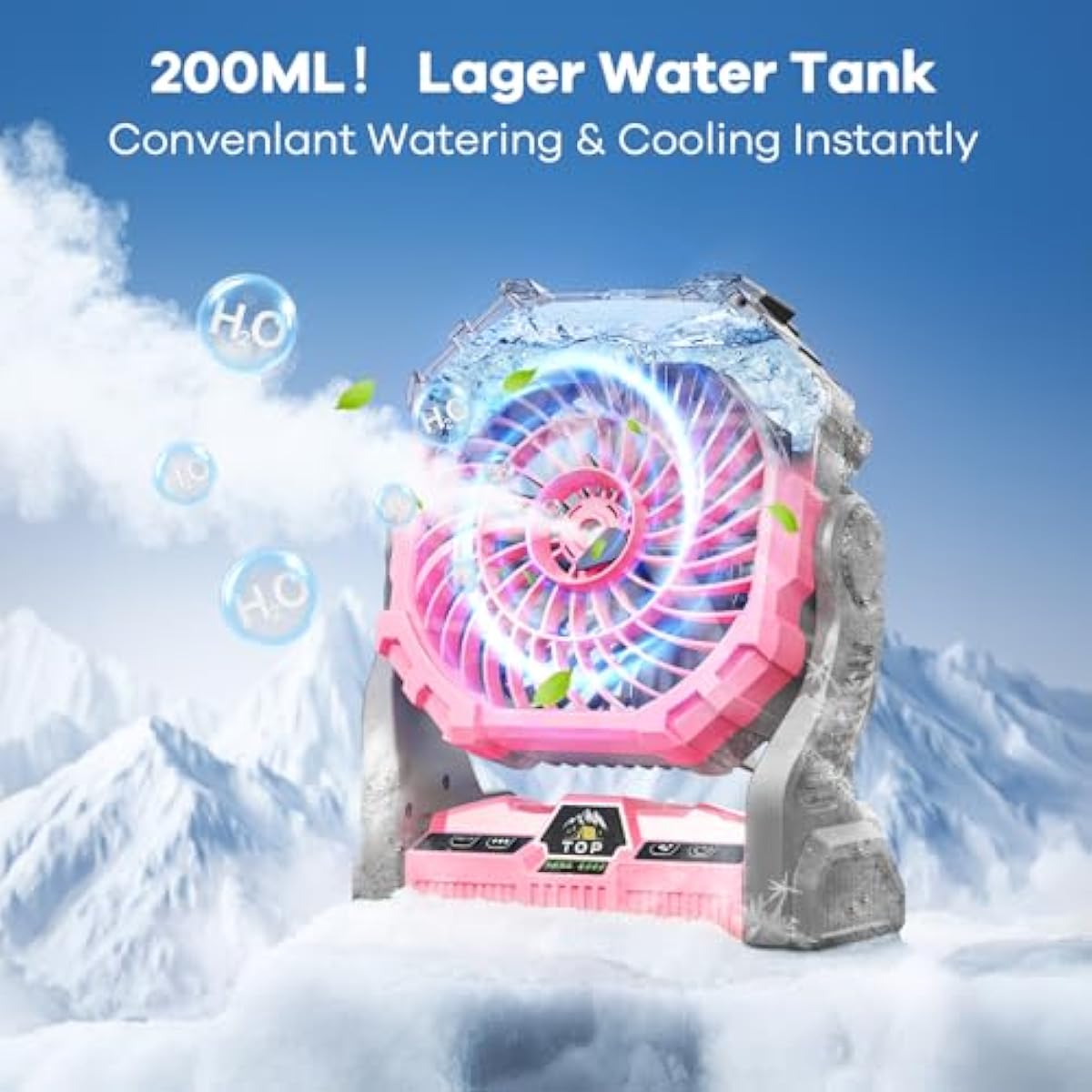 Misting Fan Portable with RGB Lantern, 30000 mAh Rechargeable Camping Mist Fan with Emergency Battery Power Bank Hurricane Supplies, Perfect Cooling Mister for Outdoor Travel