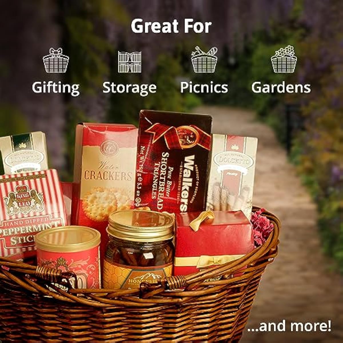 Wald Imports - Medium Wicker Basket with Handle - Dark Brown Hand Woven Harvest Basket - Wicker Flower Basket for Storage, Picnics, Easter, Organizing, and More (17 x 6.5 inches)