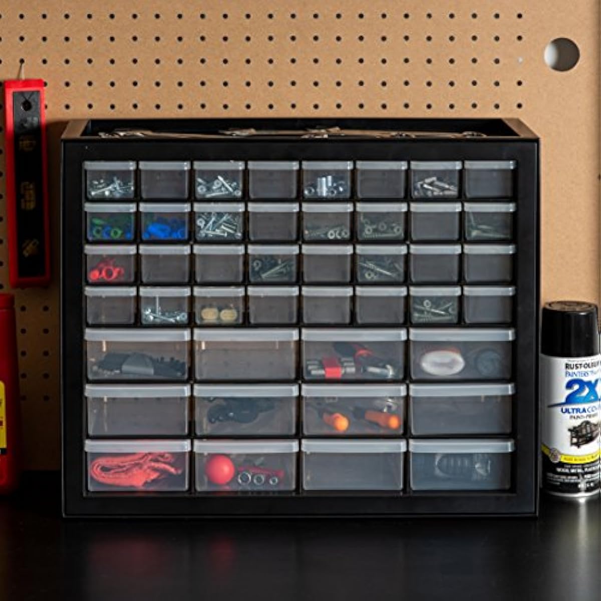 IRIS USA Small Parts Storage, Made in USA, Cabinet, 44-Drawer Organizer for Screws, Nuts, Bolts, Electronics, Hardware, Beads, Crafts, Building Bricks, Stackable Garage Storage – Black