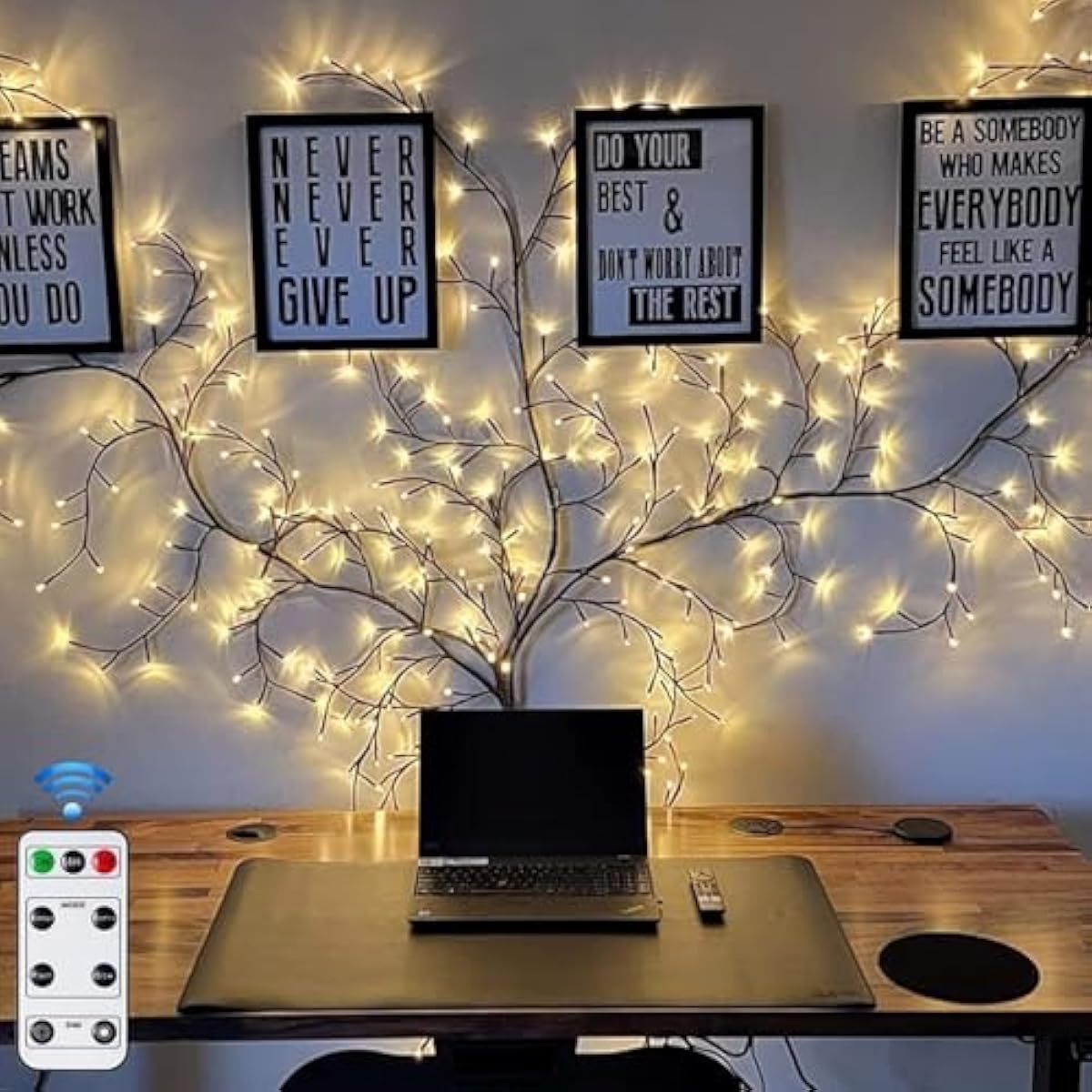 GOESWELL Enchanted Willow Vine Lights with Remote: 7.5Ft 144 LEDs Brown Twig Tree Branch Lights with Timer Dimmer for Indoor Living Room Bedroom Forest Boho Farmhouse Christmas Decor