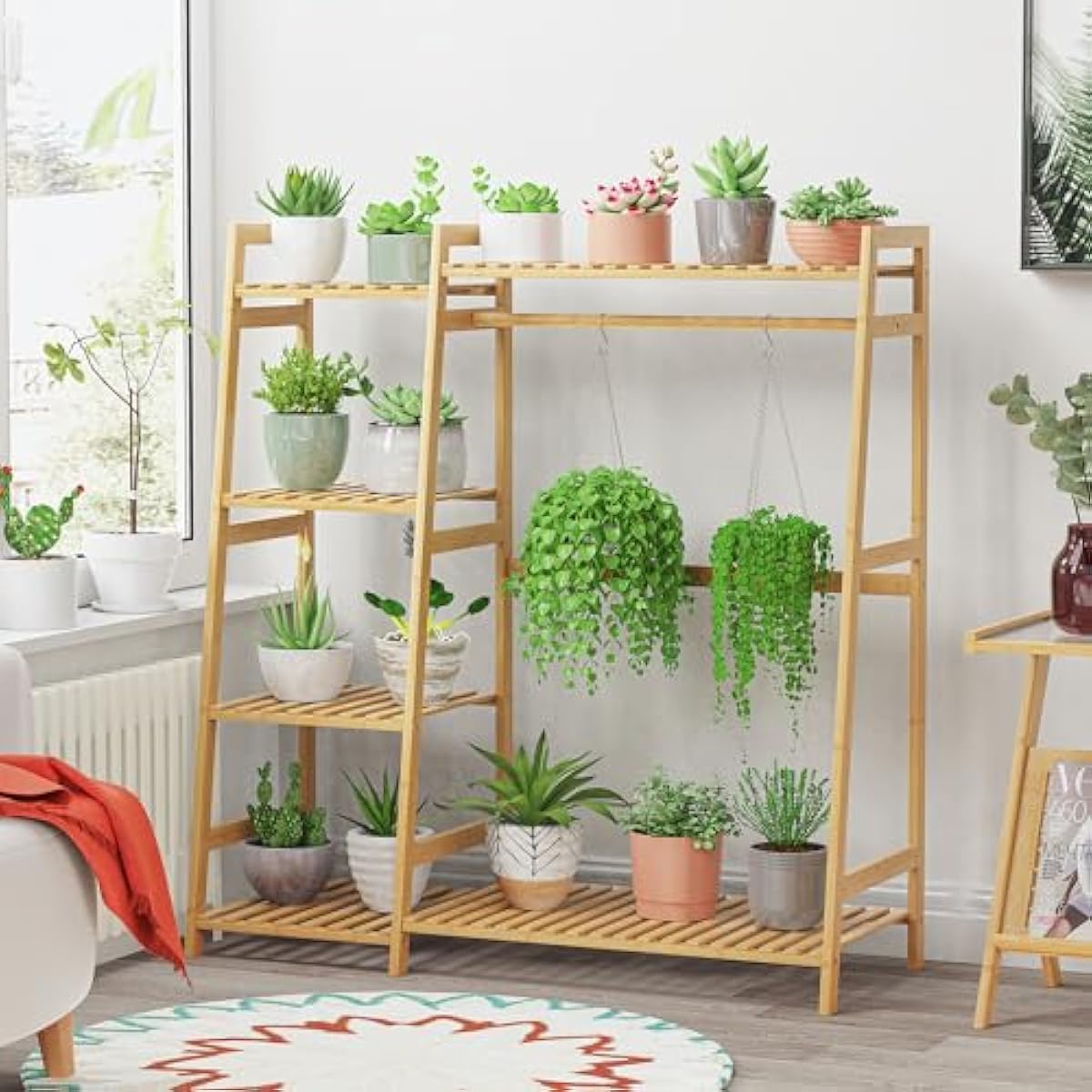 Kids Clothing Rack with Shelves, Bamboo Clothes Garment Rack for Kids Child Baby, Kids Dress Up Storage Rack with Top Shelf, Toddlers Wardrobe Closet for Nursery (Medium Size)