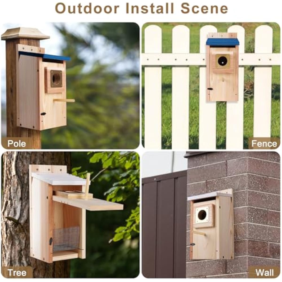 Bird Houses for Outside 2Pack with Copper Guard,Thicken Wooden Bluebird House Clearance Garden Country Cottages, Nesting Box for Finch Swallow Wren Chickadee Wild Bird Supplies, Easy to Assemble