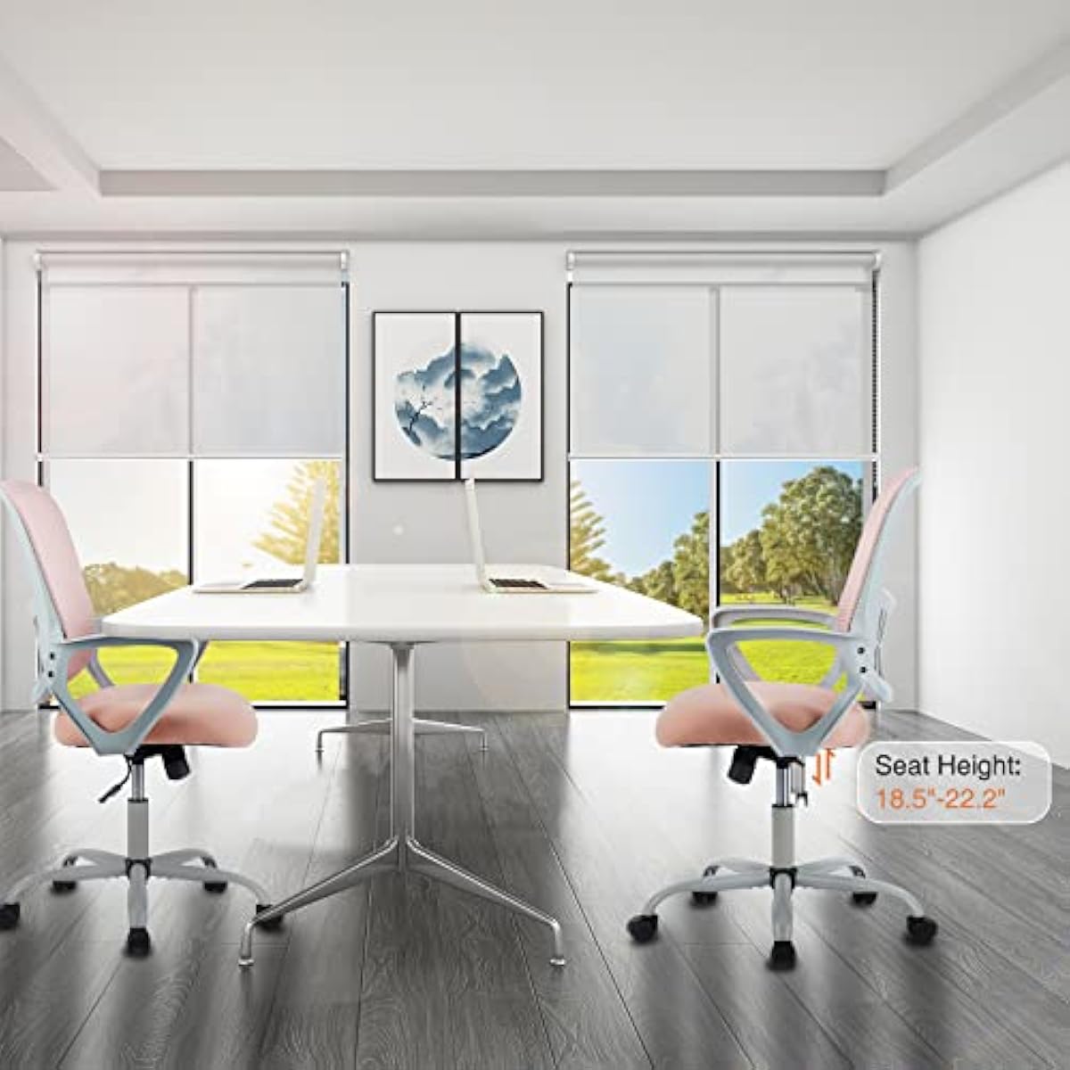 Sweetcrispy Ergonomic Mid-Back Mesh Home Office Desk Chair with Wheels, Lumbar Support, and Comfortable Armrests for Home, Bedroom, Study, Office