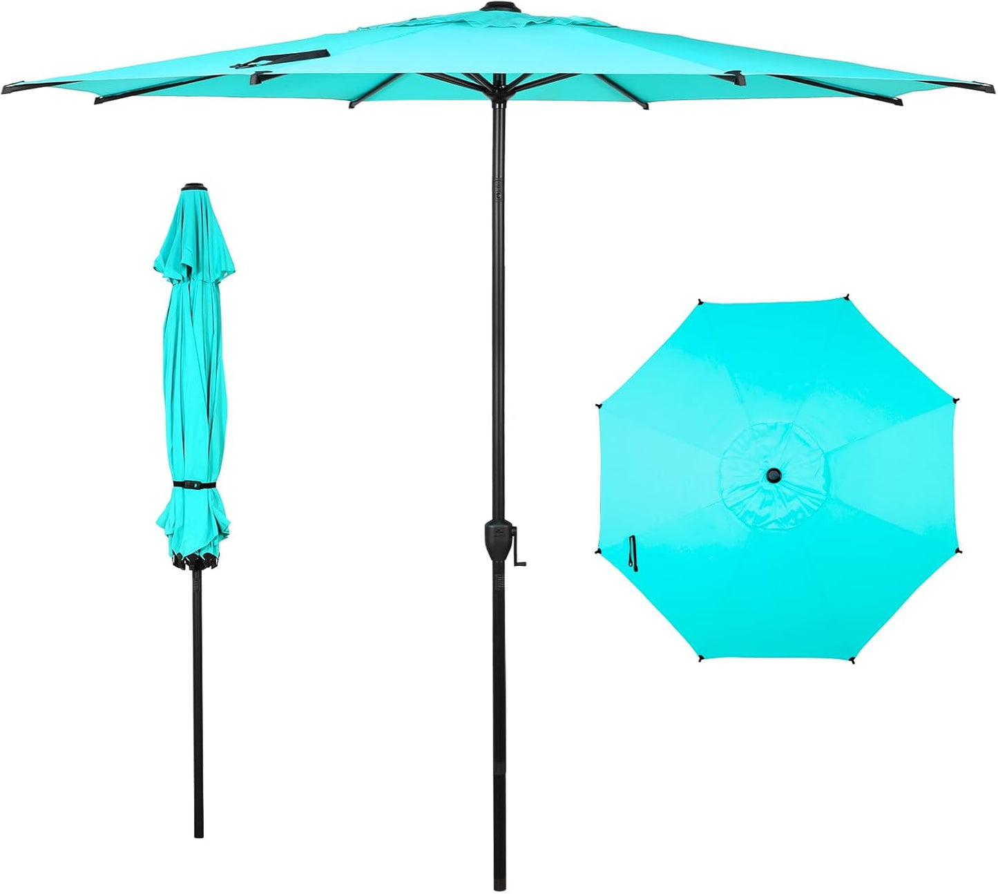 Abba Patio 9FT Lyon Outdoor Patio Umbrella Outdoor Table Umbrella with Push Button Tilt and Crank Market Umbrella 8 Sturdy Ribs UV Protection Waterproof for Garden Deck Backyard Pool, Black & Ivory