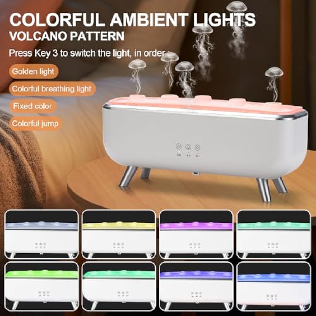300ML Dynamic Jellyfish Diffuser: 5 Rings Dynamic Sound Pickup - Essential Oil Scent Volcano Diffuser Low Noise for Bedroom Office Hotel - Aromatherapy Aroma Humidifiers