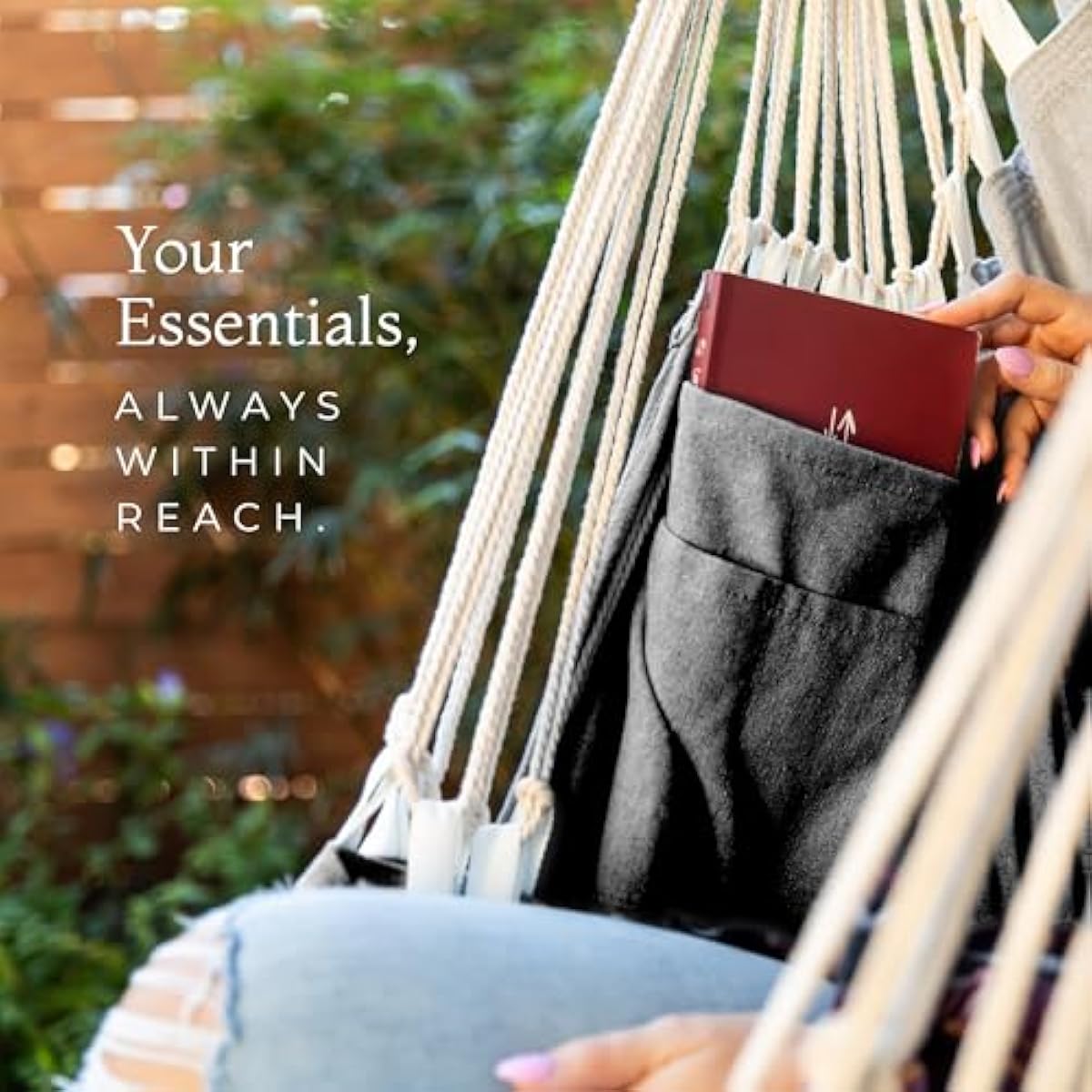 Hanging Hammock Chair Swing – Hanging Chair Outdoor & Indoor - Hammock Swing Chair – Quick & Easy Setup with Hardware Kit – Durable & Spacious Full Body Support – Holds 440 Lbs