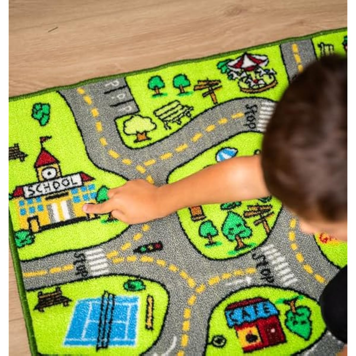 ToyVelt Carpet Playmat Kids Rug - Large 60” x 32” Educational City Road Traffic Mat for Kids Ages 3–12 - Preschool Rug & Play Room Carpet with Skid-Proof Backing - Bedroom & Playroom