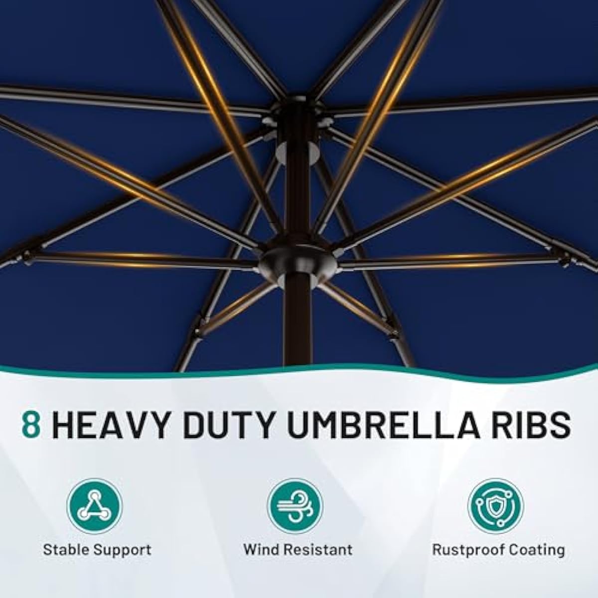 AreShark 9 FT Patio Umbrella for Outdoor, Outdoor Umbrella with Push Button Tilt and Crank, Outdoor Patio Umbrellas with 8 Sturdy Ribs for Market, Garden, Deck, Backyard, Pool (Navy)