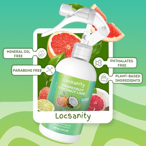 Loc Moisturizing Spray - Locsanity Grapefruit Coconut Lime Daily Hydrating Mist for Locs Dreads & Braids - Rosewater Scalp Moisturizer - 8 fl oz